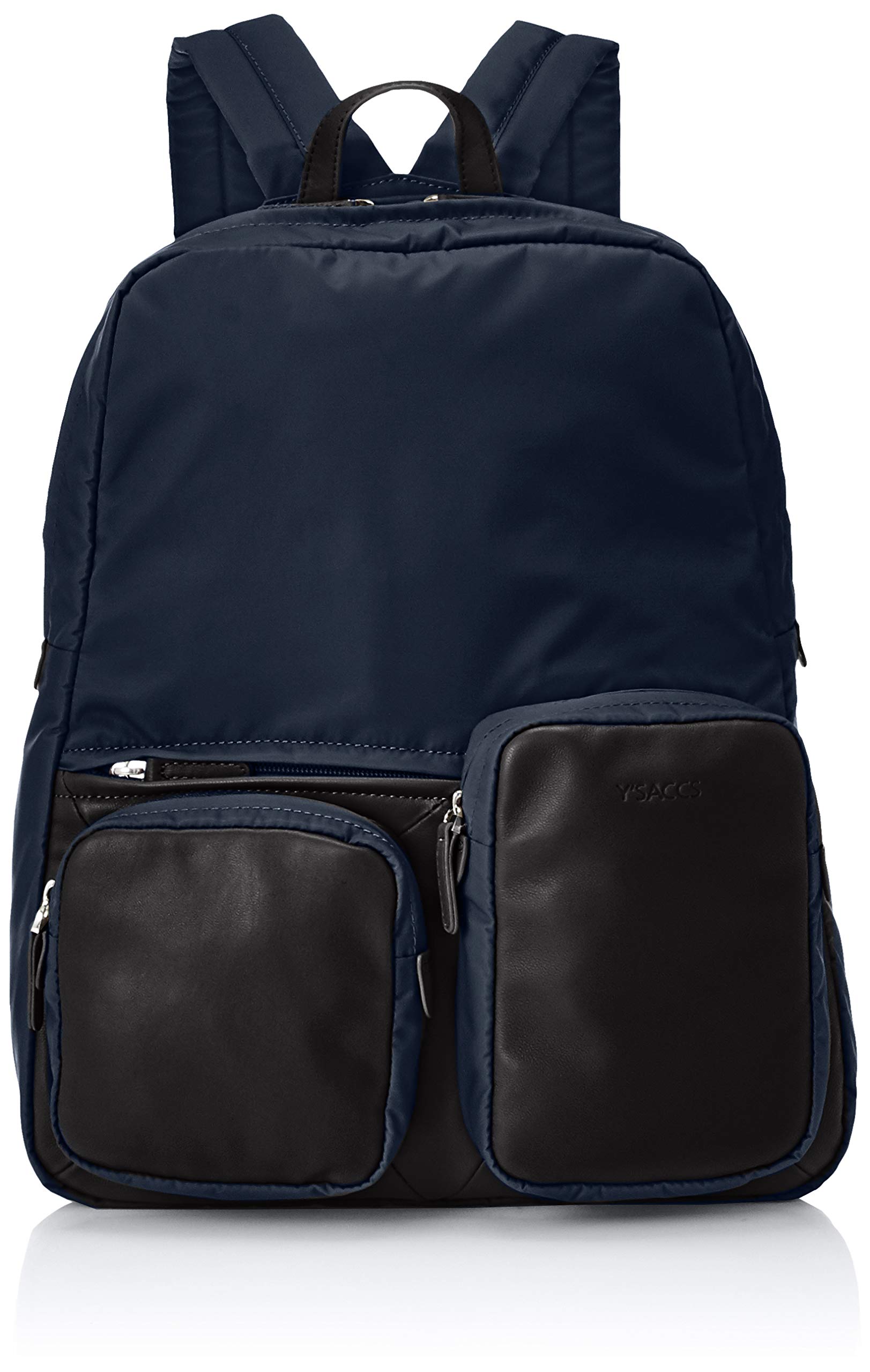 Y'saccs Isaac Women's Backpack - Eco-Friendly Recycled Nylon Double Pocket Travel Backpack in Navy | Perfect for Work, School & Outdoor Adventures