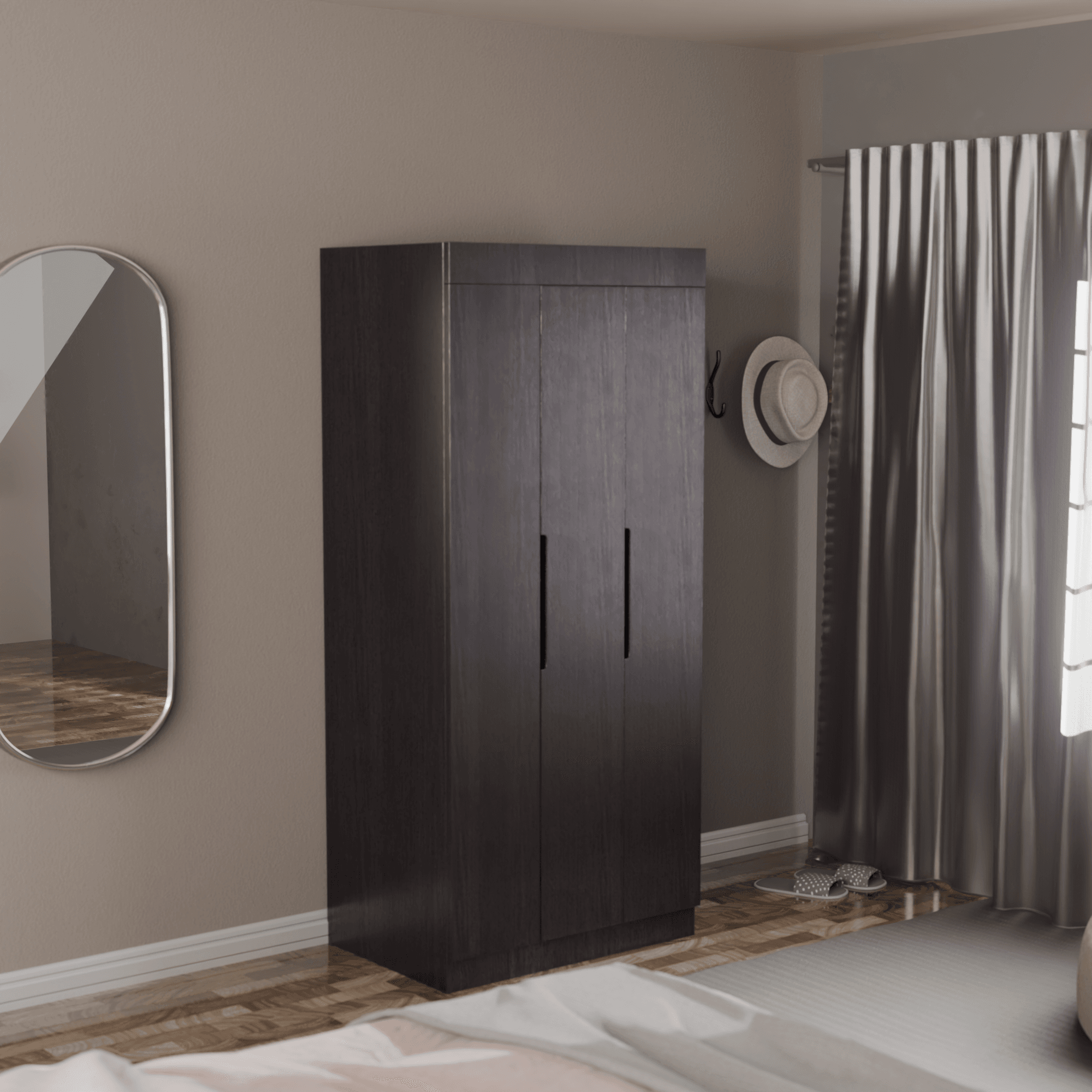 Harris 3-Door Open Wardrobe Closet - Modern Freestanding Storage for Bedroom, Living Room & Walk-In Closet Organization