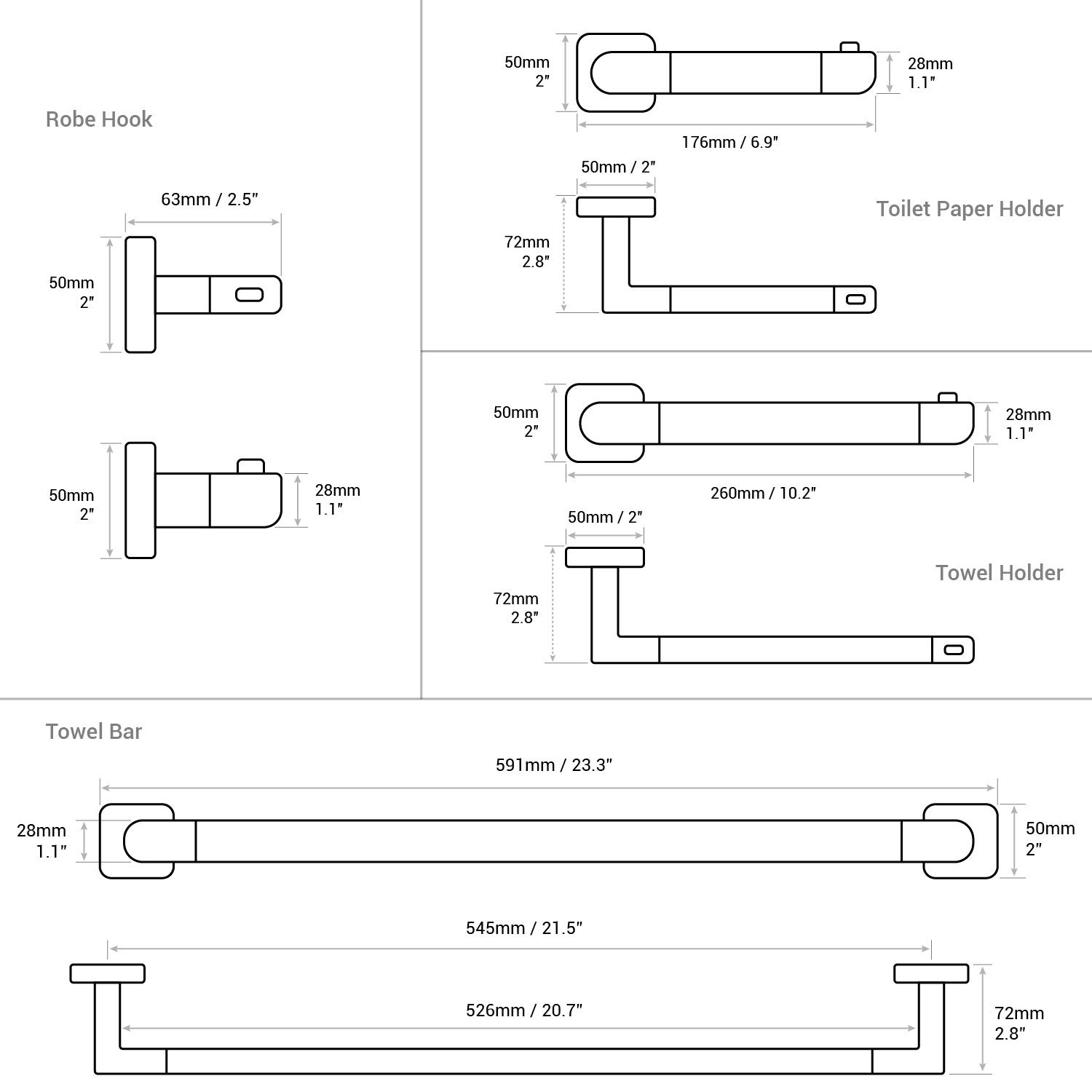 4-Piece Stainless Steel Bathroom Hardware Set - Wall Mounted Towel Bar, Towel Rail & Cloth Rack - Modern White Bathroom Accessories for Home, Hotel & Spa Decor