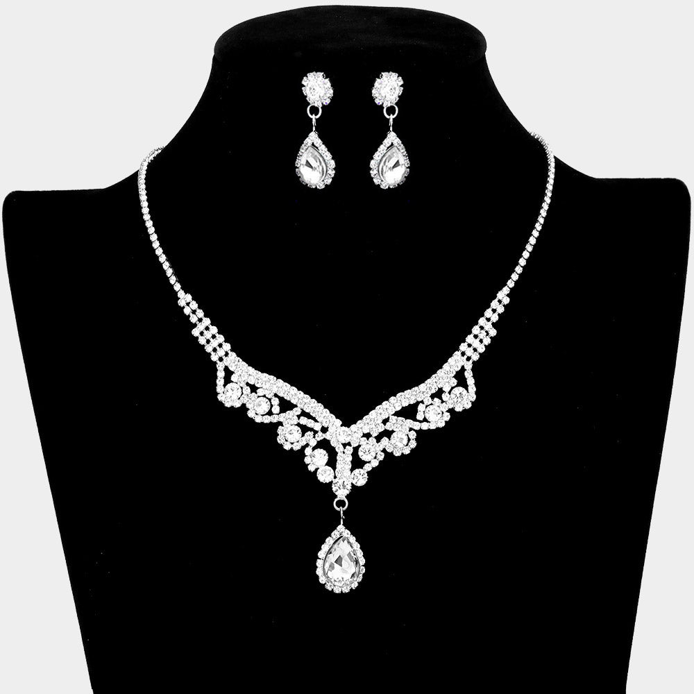 Elegant Clear Crystal Teardrop Rhinestone Necklace for Prom - Sparkling Evening Jewelry for Women - Perfect for Dances, Weddings & Special Occasions