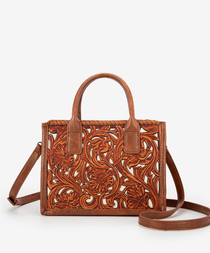 Trinity Ranch Tooled Leather Tote Bag for Women - Stylish Cowboy Western Handbag for Work, Travel & Everyday Use