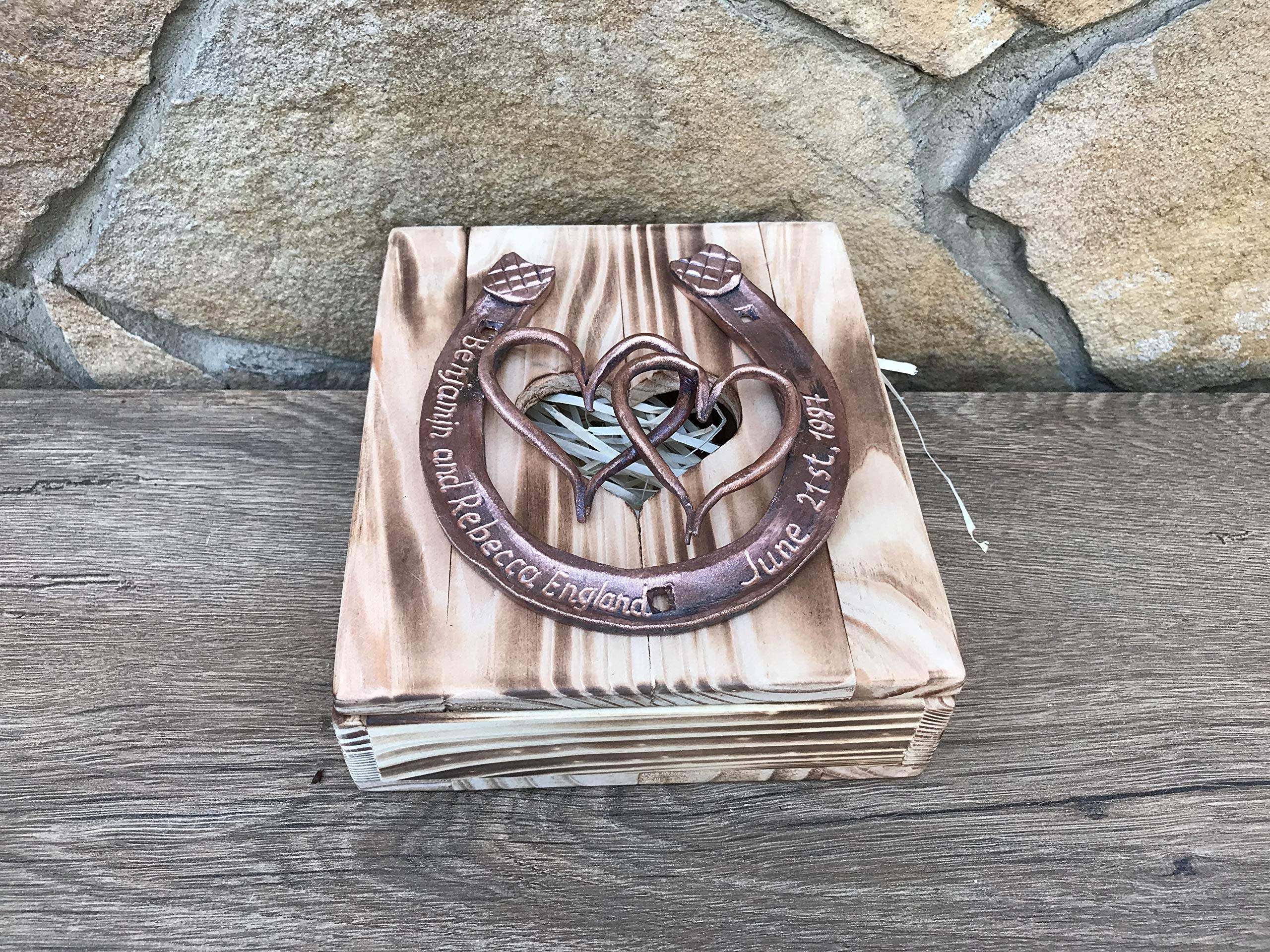 Handmade Engraved Copper Horseshoe Gift - Personalized 7th Anniversary Present for Couples, Wedding, Home Decor & Good Luck Charm