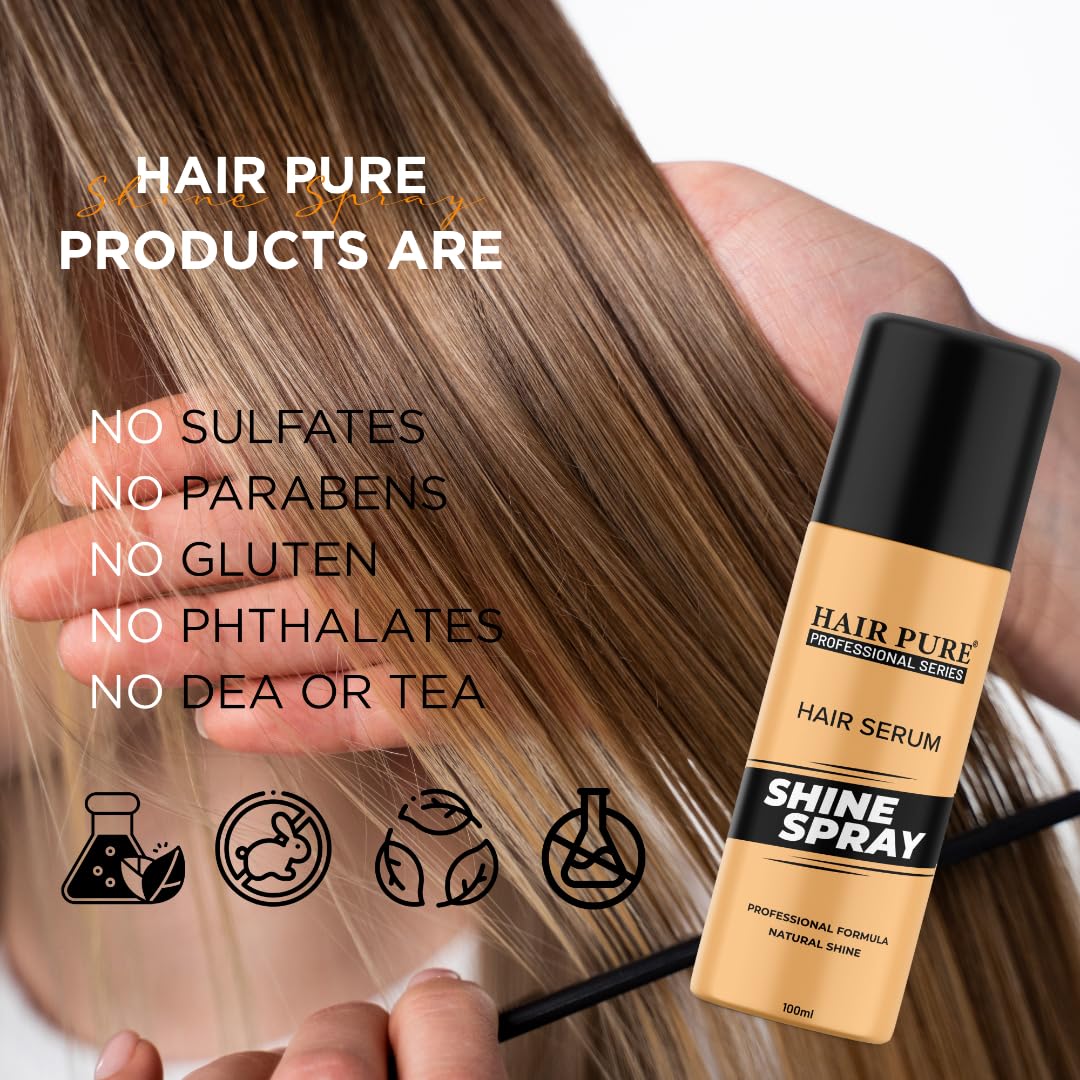 Hair Pure Shine Hair Spray 100ml - Long Lasting Hold, No Flake, Natural Shine | Non-Sticky, Easy Wash Off | Quick Styling & Setting Spray for All Hair Types | Perfect for Daily Use, Parties & Special Occasions