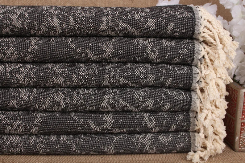 Premium Black Turtle Turkish Beach Towel - Extra Large, Soft & Quick-Dry - Perfect for Pool, Beach, Vacation & Yoga