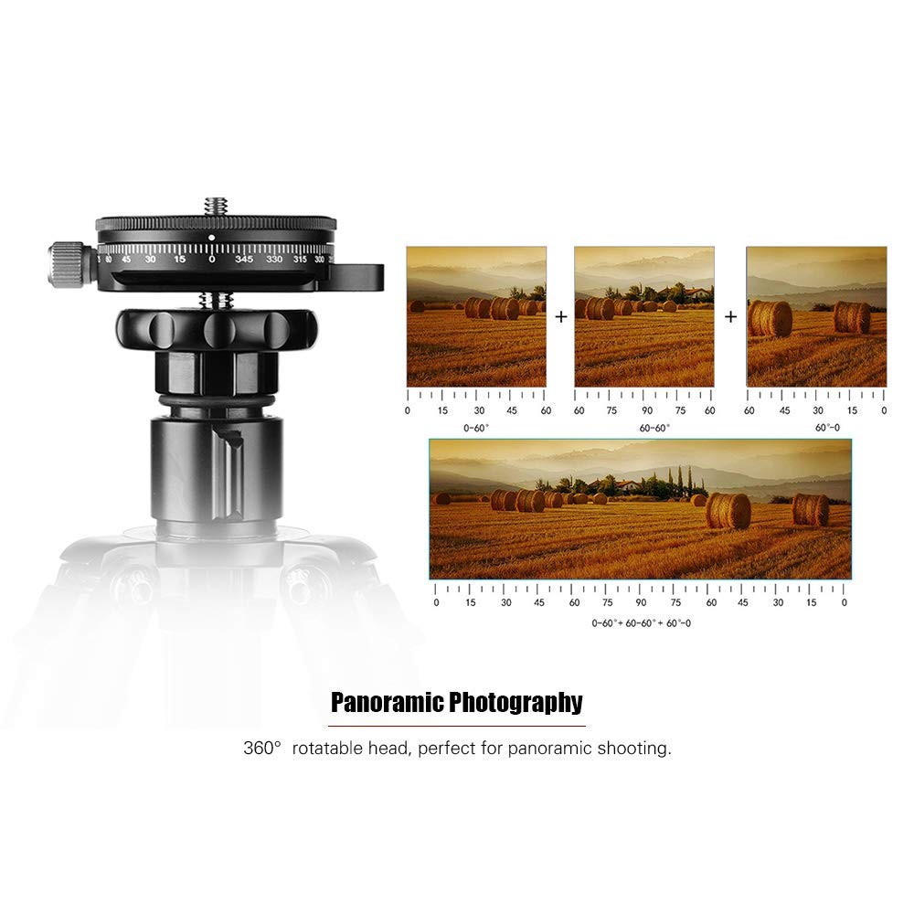 **Panoramic Panning Base with Arca Swiss Plate - 360° Rotating Aluminum Alloy Tripod Head for DSLR Cameras - 3/8