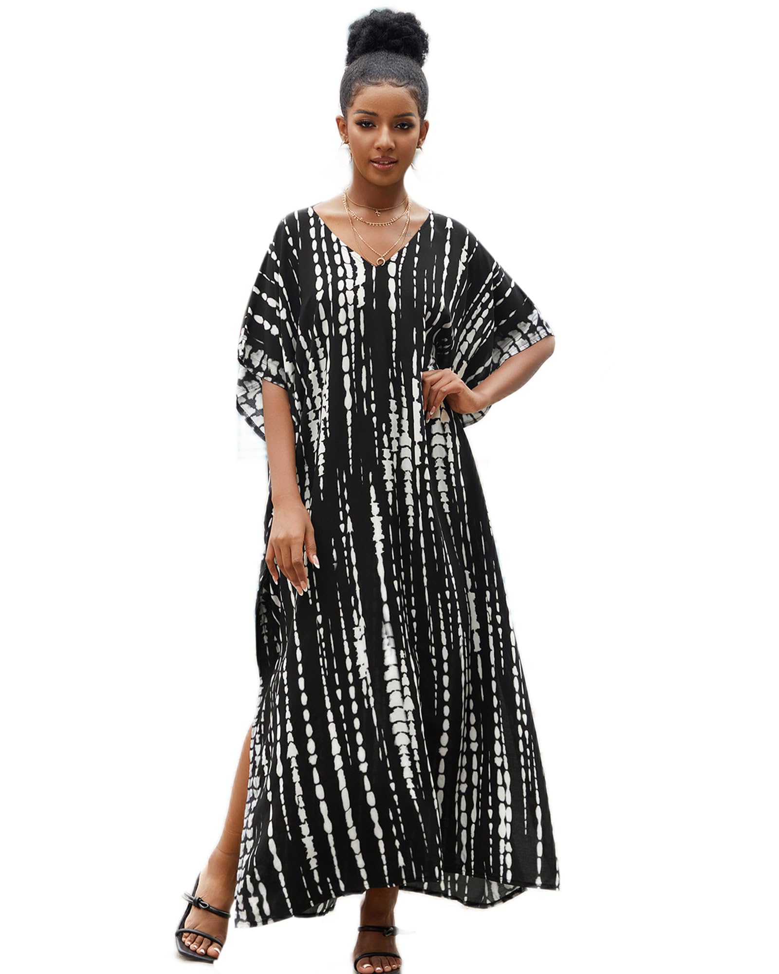 Plus Size Women's Kaftan Dress - Flowy Boho Beach Cover Up for Summer | Perfect for Vacations, Pool Parties & Resort Wear