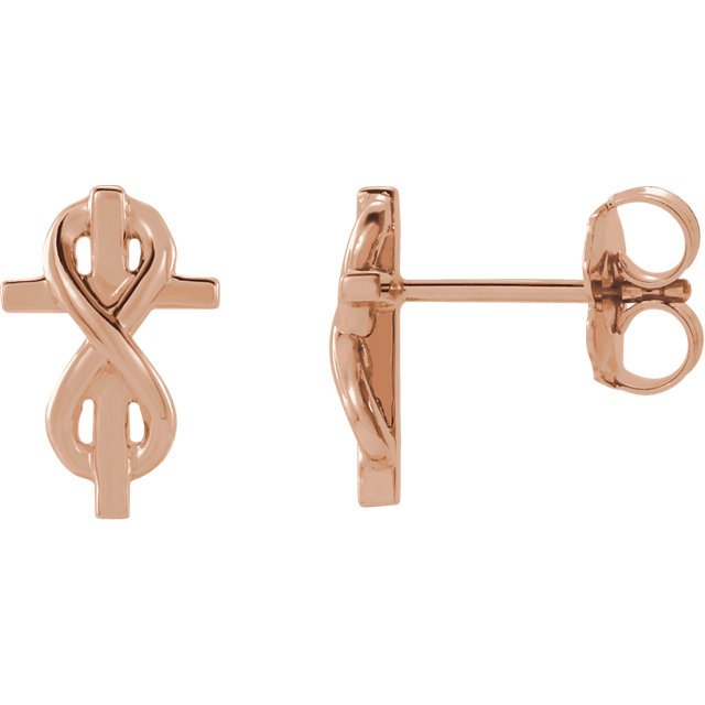 14K Gold Infinity Cross Earrings for Women - Elegant Religious Jewelry Gift for Christmas, Baptism & Church - Hypoallergenic Dangle Earrings