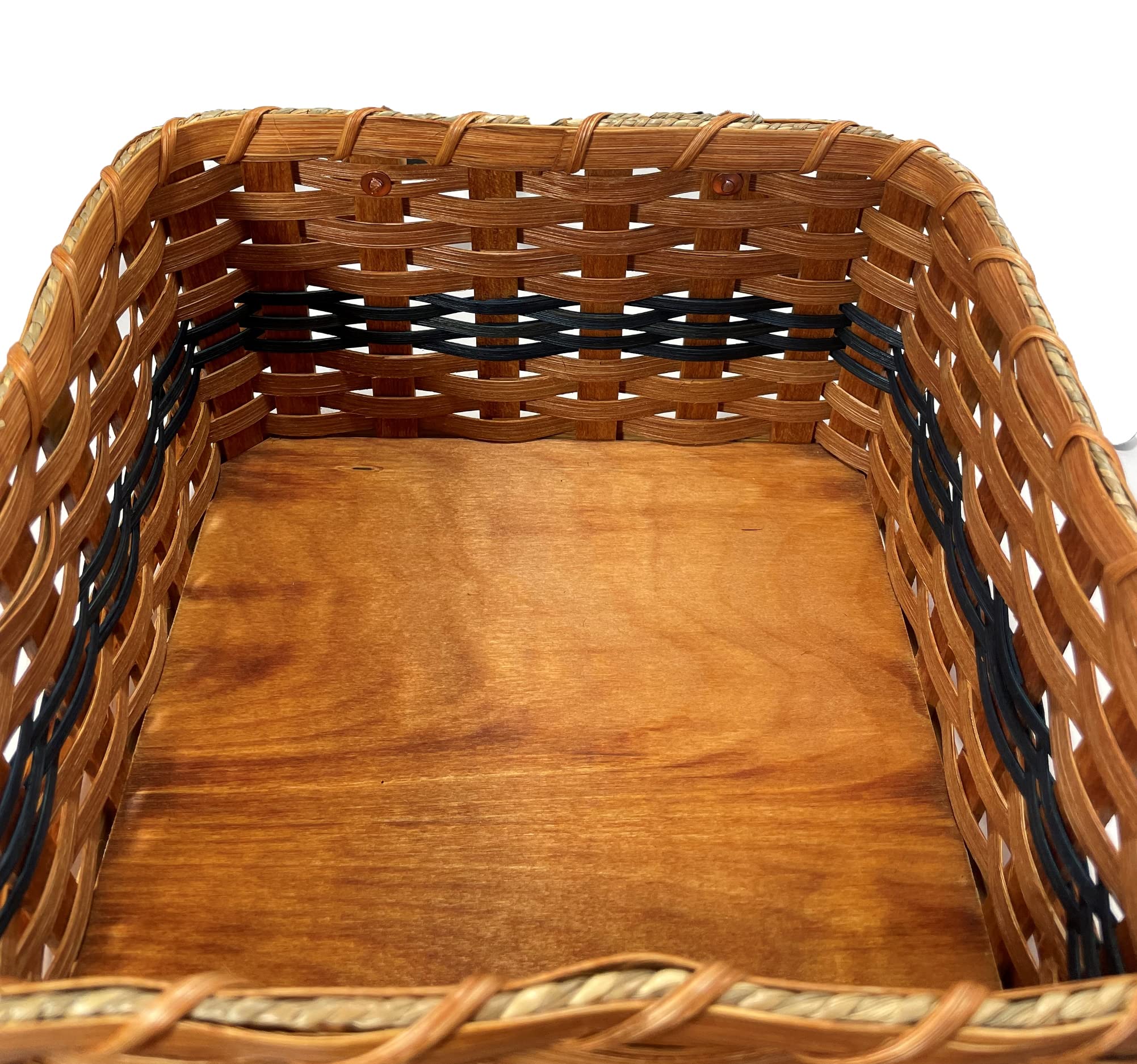 Amish Double Pie Carrier - Handmade Square Oak Basket with Swinging Handles - Perfect for Picnics, Potlucks & Holiday Baking - Blue