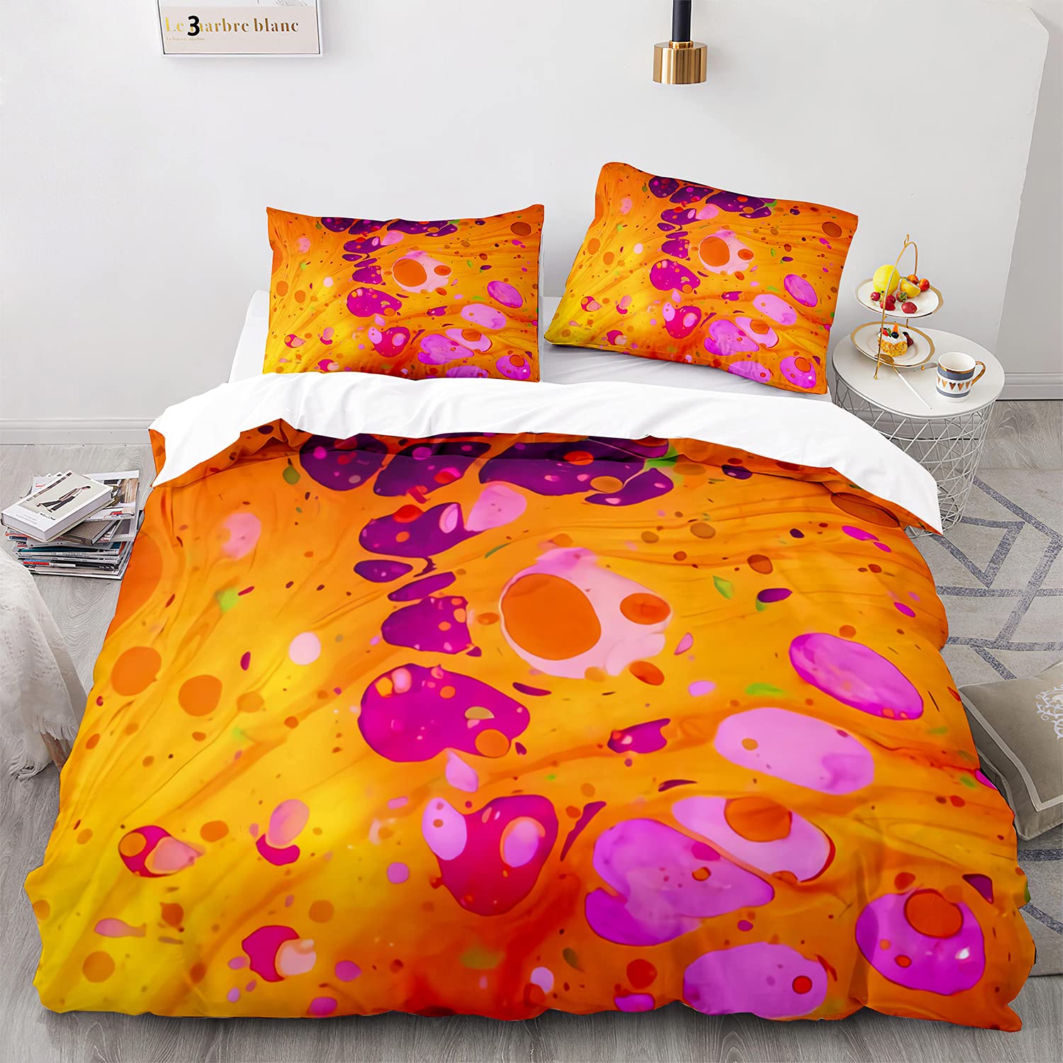 Premium Marble Print Duvet Cover Set - Twin Size Bedding Set with Quilt & Comforter Cover (No Filler Included) - Soft & Breathable for Kids Room, Guest Bedroom or Dorm Decor
