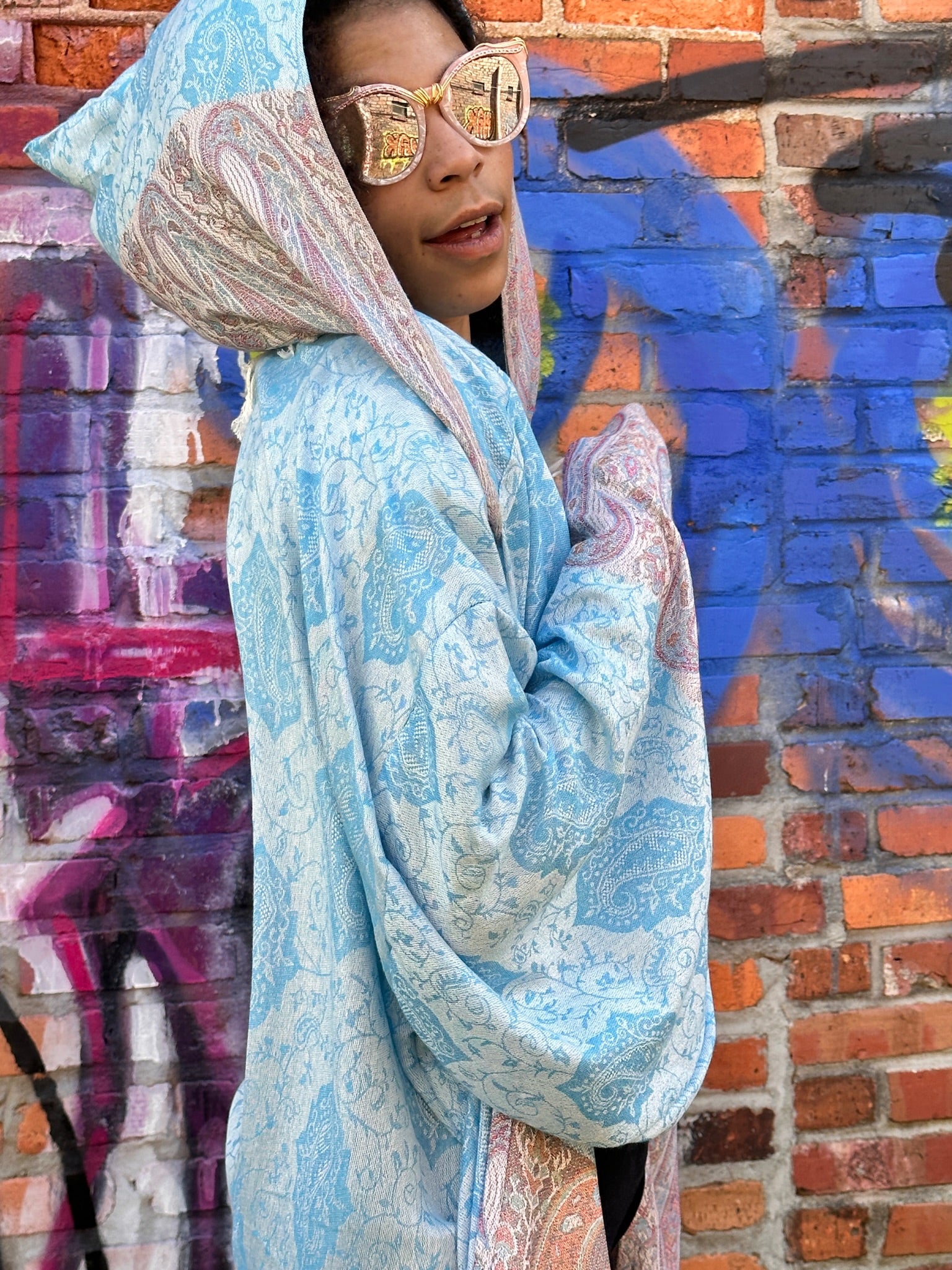 PASH ROBE - Luxurious Teal Paisley Print Womens Kimono Robe | Soft Lightweight Bathrobe for Spa, Lounge & Beach Cover-Up