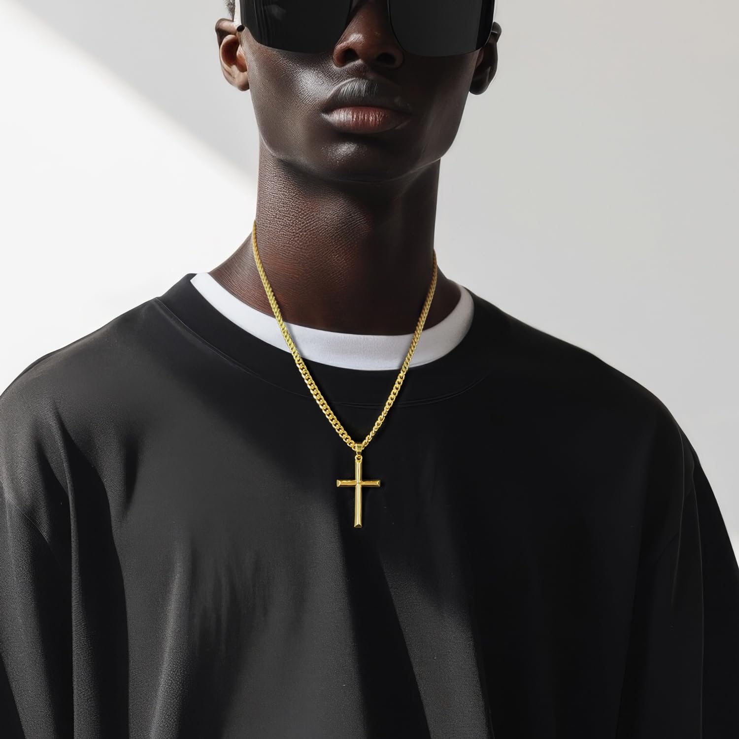 14K Gold Cross Necklace for Men & Women - Durable Pendant Necklace with 20/22/24 Inch Chain - Perfect for Daily Wear, Gifts & Religious Occasions