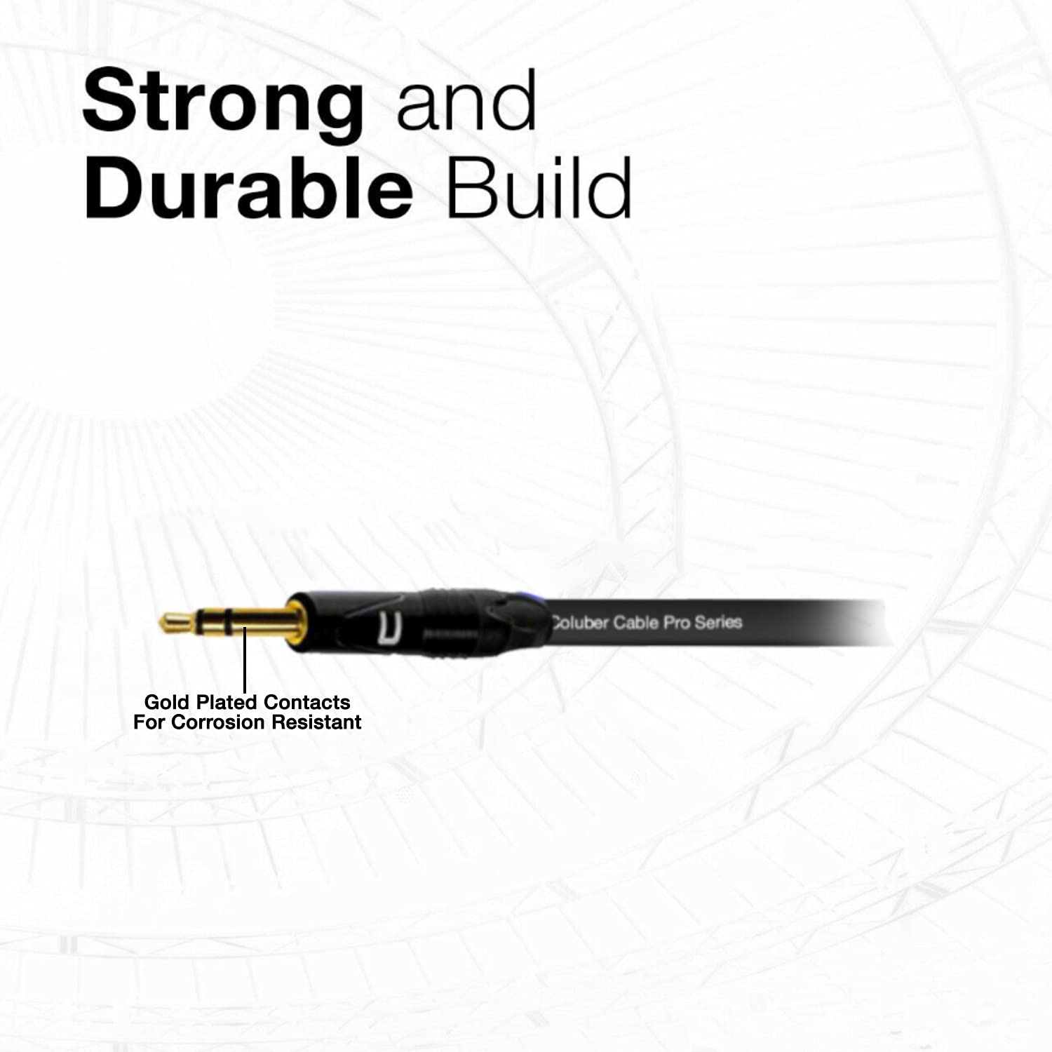 COLUBER CABLE 3.5mm TRS Male to TS Male Audio Cable - 200ft Yellow Professional 3-Pin Microphone Connector for Powered Speakers, Audio Interfaces & Mixers - Perfect for Live Performances, Studio Recording & DJ Setups