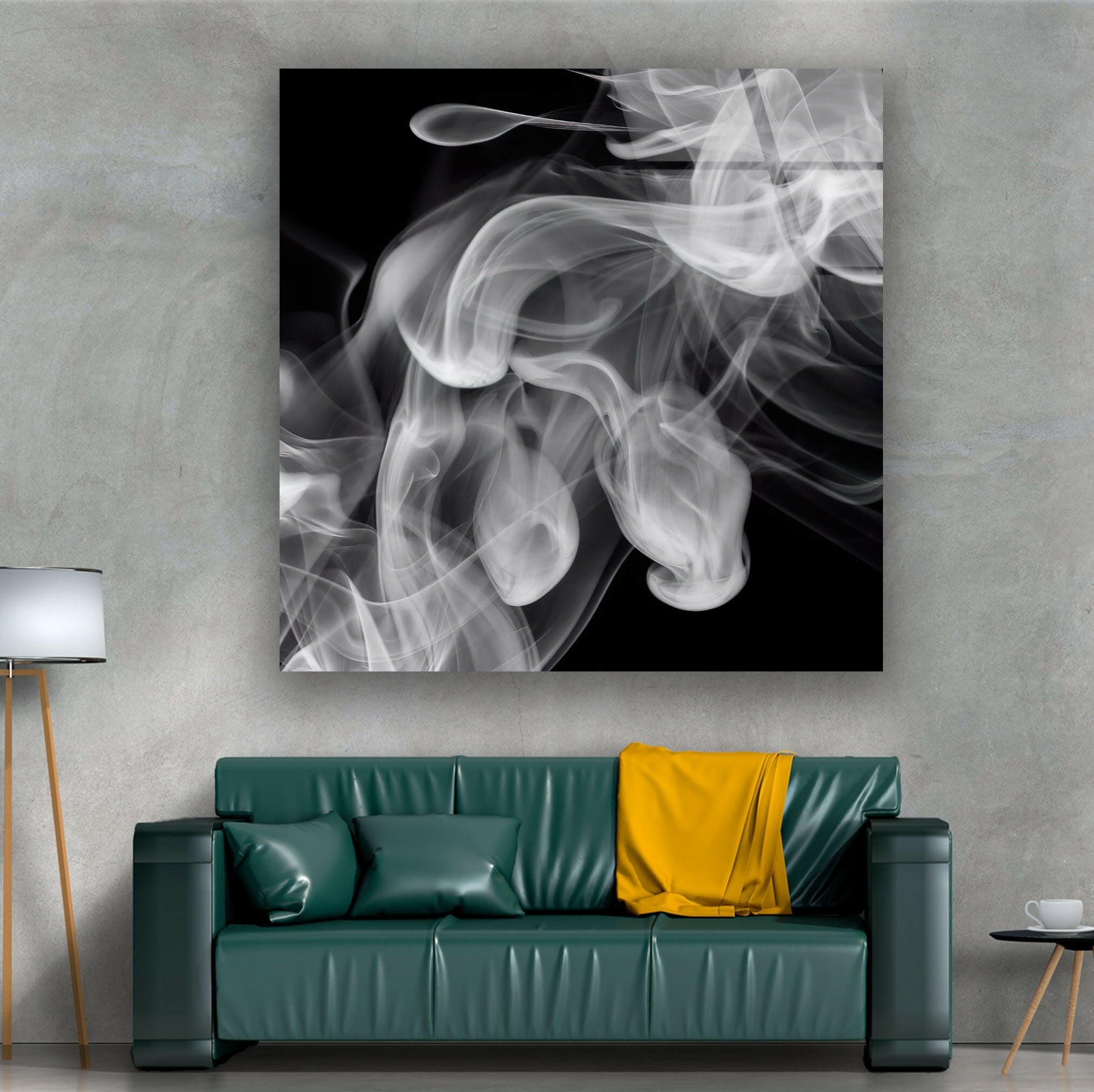 Black Smoke Glass Wall Art - Modern Abstract Home Decor for Living Room, Bedroom & Office - Elegant Handmade Glass Panel for Stylish Interior Design