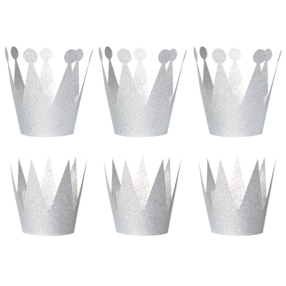 18PCS Princess & Prince Crown Hats for Kids Adults - Pink Silver Glitter Party Hats for Birthday, Wedding, Halloween Costume & Royal Theme Decorations