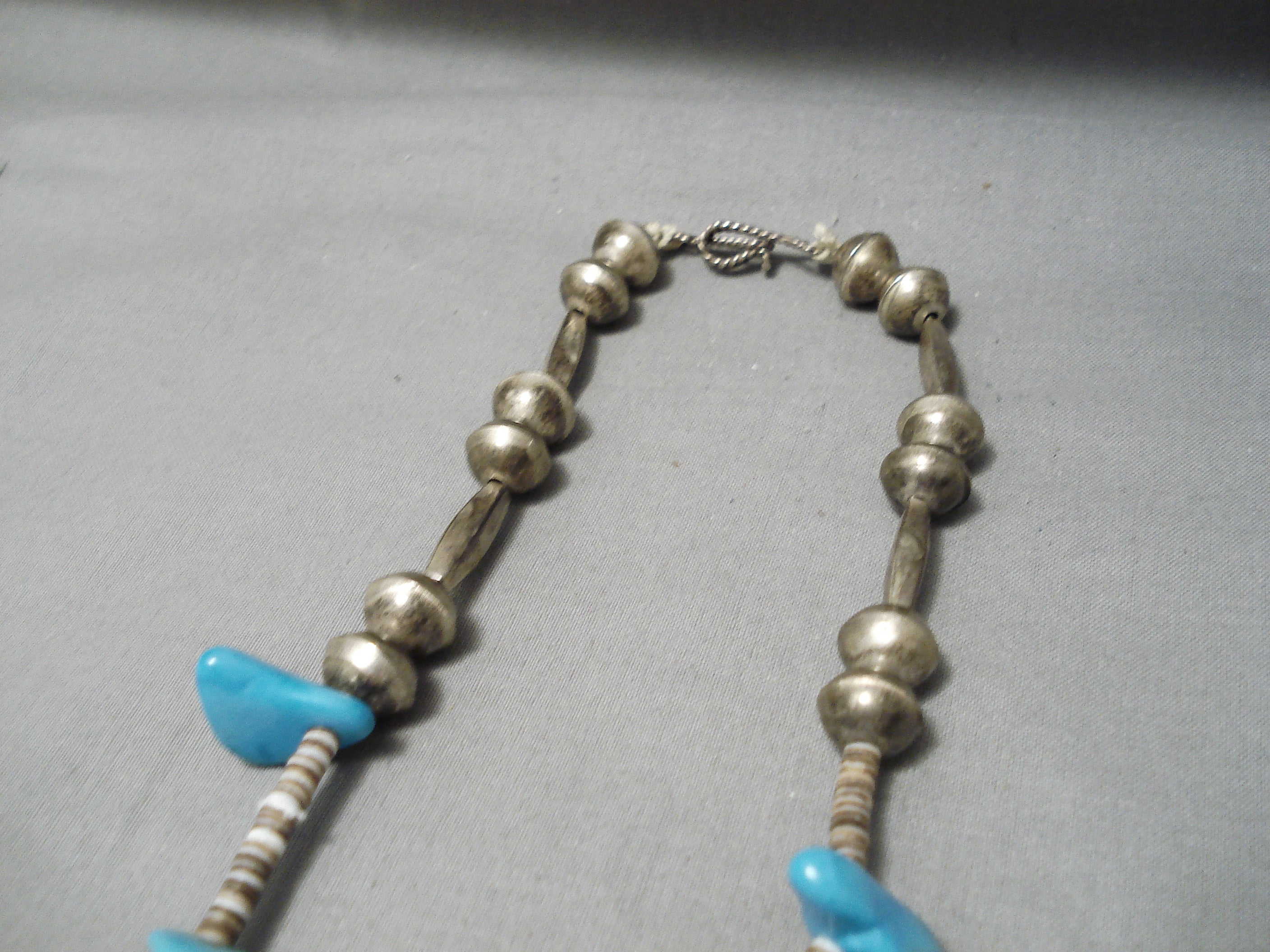 Vintage Navajo Bright Blue Turquoise Heishi Native American Necklace - Handmade Southwest Jewelry for Women - Perfect for Boho, Festival & Everyday Wear