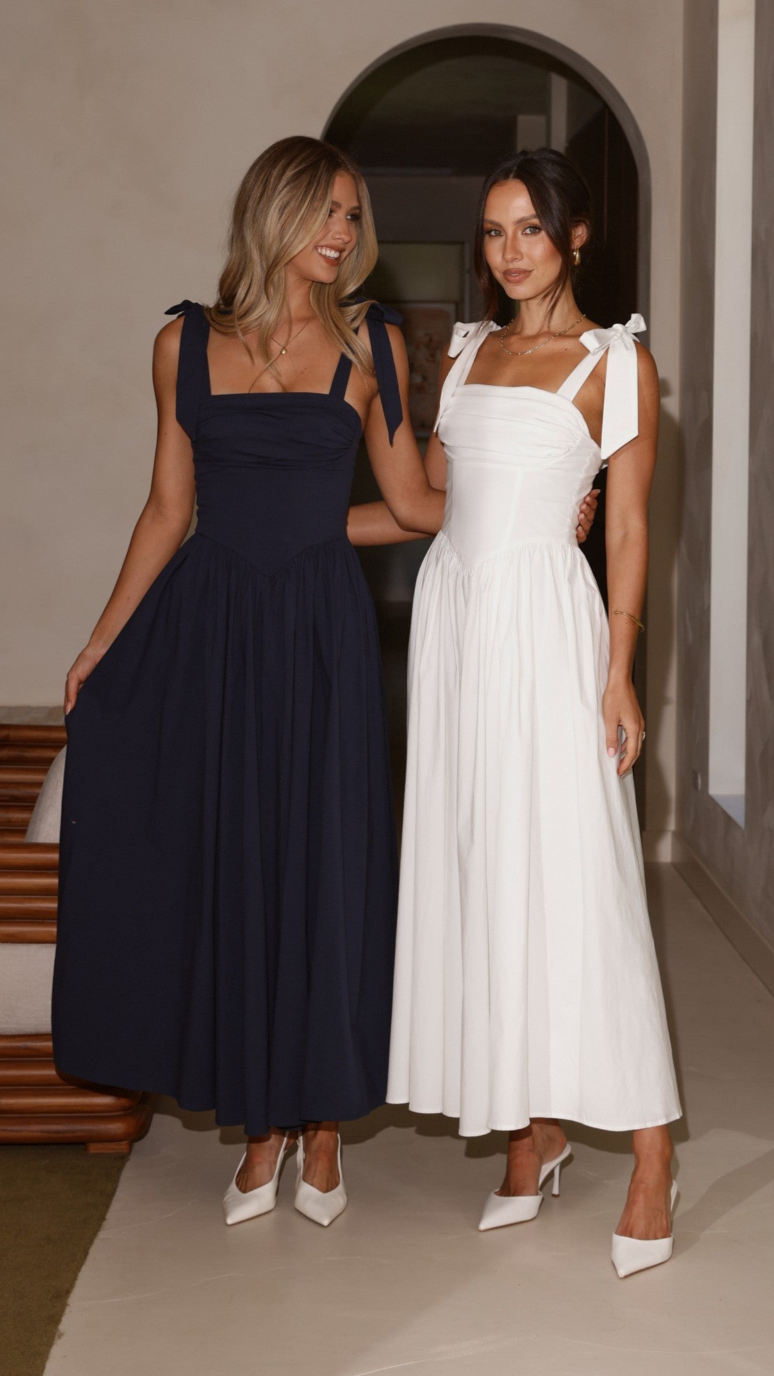 Haisley Maxi Dress for Women - Navy Blue Long Flowy Summer Dress - Perfect for Beach, Vacation, and Casual Outings