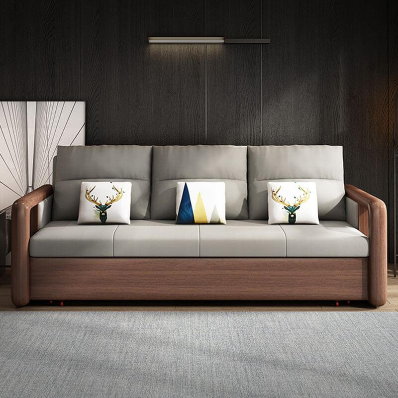 Modern Leather Sofa for Small Apartments - Convertible Backrest Sofa Bed for Living Room, Guest Room & Studio - Comfortable & Space-Saving Furniture