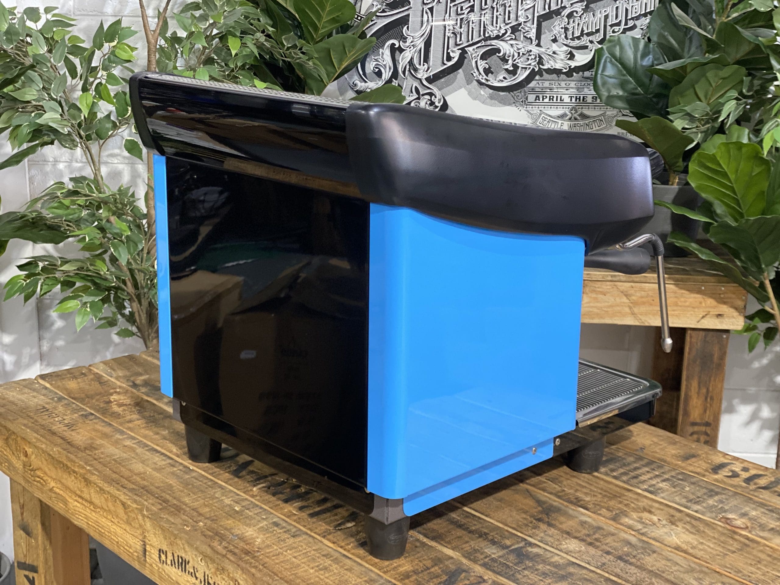 Expobar MegaCrem Compact High Cup 2 Group Espresso Machine - Blue & Black Commercial Coffee Maker for Cafes, Restaurants & Coffee Shops