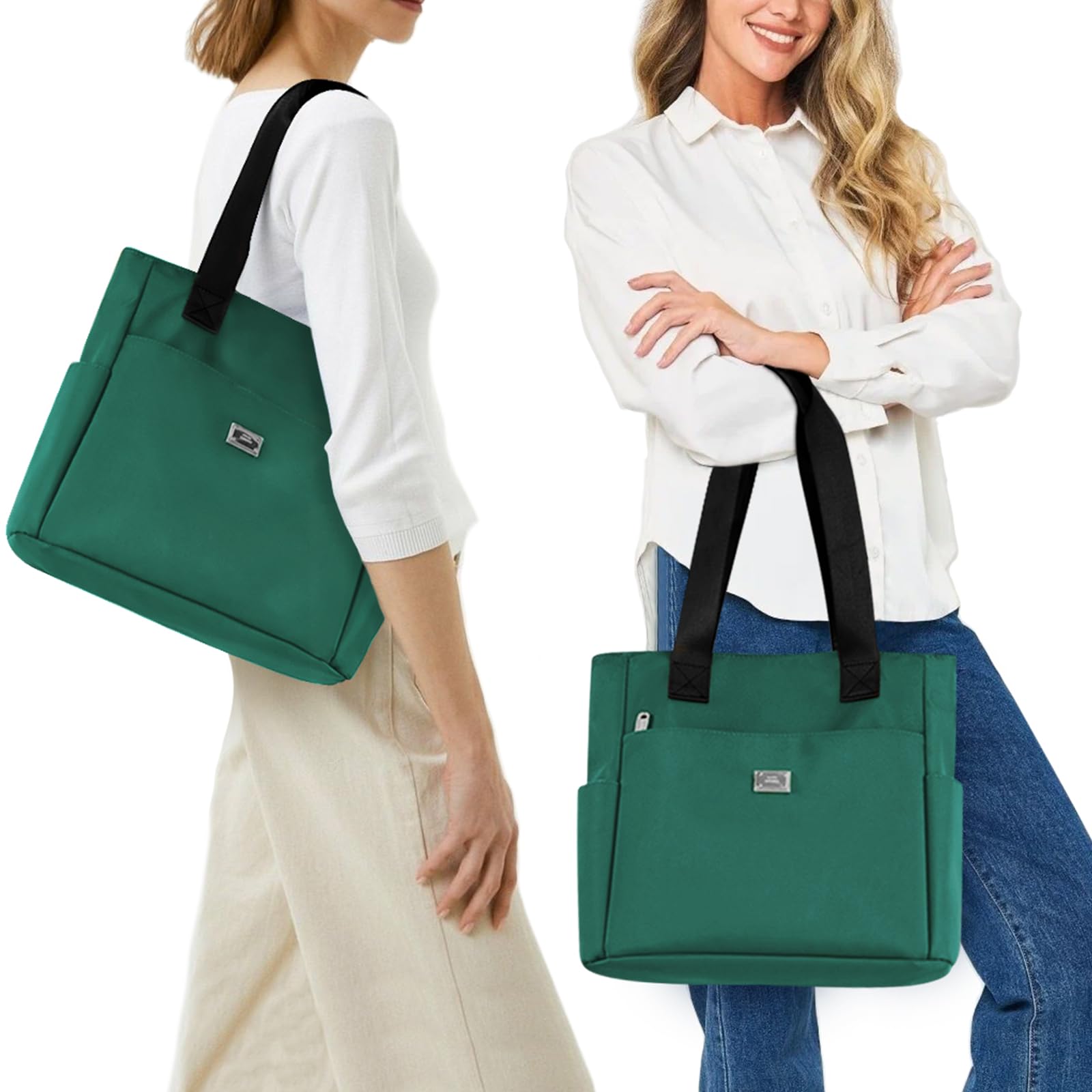 DKIIL NOIYB Women's Waterproof Nylon Shoulder Bag - Lightweight Hobo Tote with Multiple Pockets (34cm) - Perfect for Work, Travel & Daily Commute