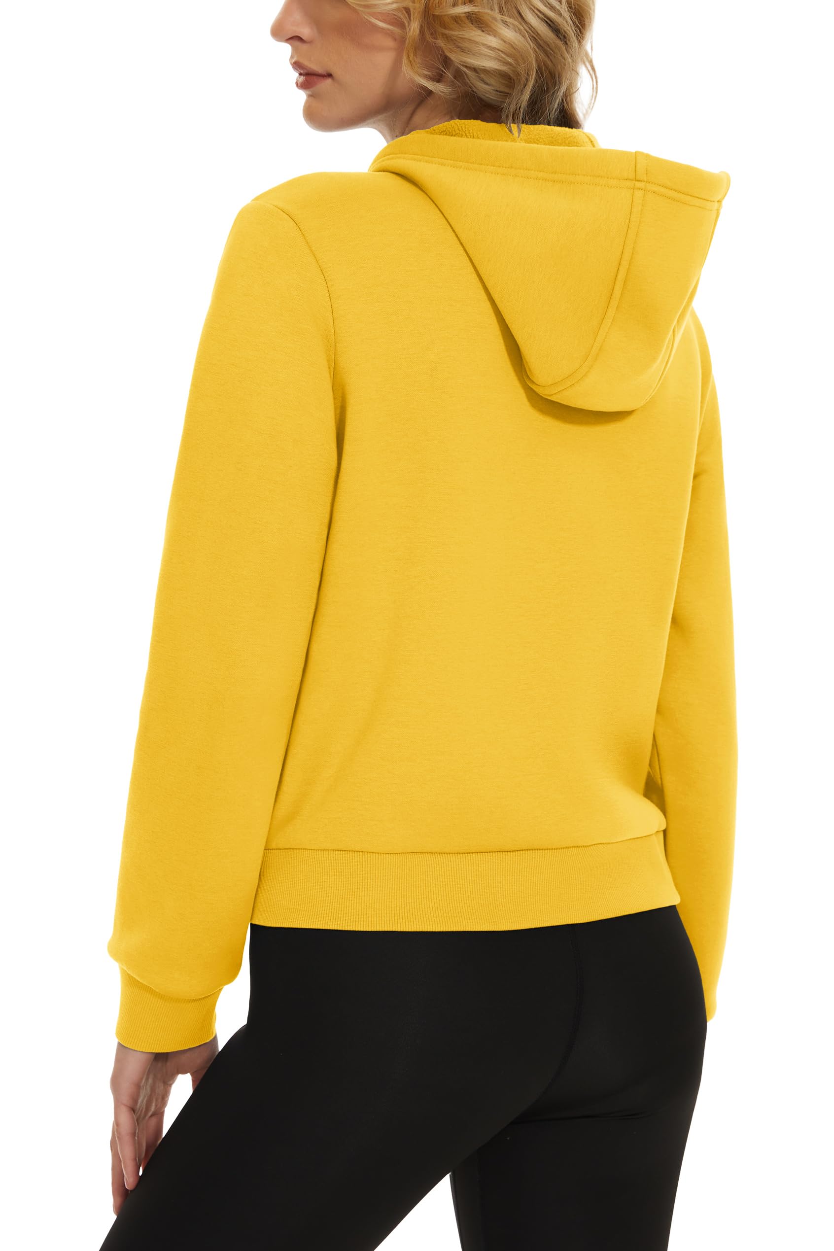 MAGCOMSEN Women's Fleece Lined Cropped Zip Up Hoodie Jacket with Pockets - Cozy Winter Pullover for Casual Outfits, Gym Wear & Street Style