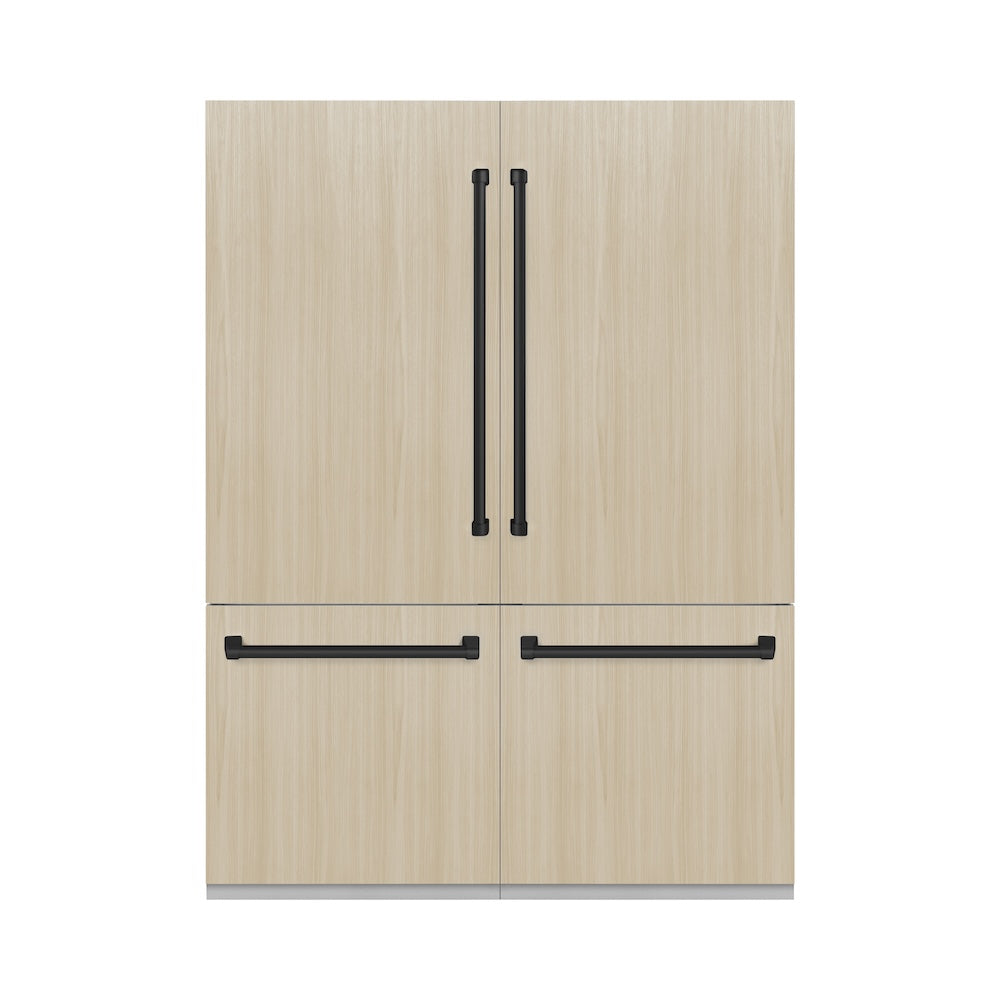ZLINE Autograph Edition 60-Inch Built-In French Door Refrigerator - 32.2 cu.ft Capacity, Panel Ready, Bottom Freezer, Water Dispenser & Ice Maker - Graphite Gray Interior with Matte Black Accents (GRBIVZ 60 MB) - Perfect for Modern Kitchens & Luxury Homes