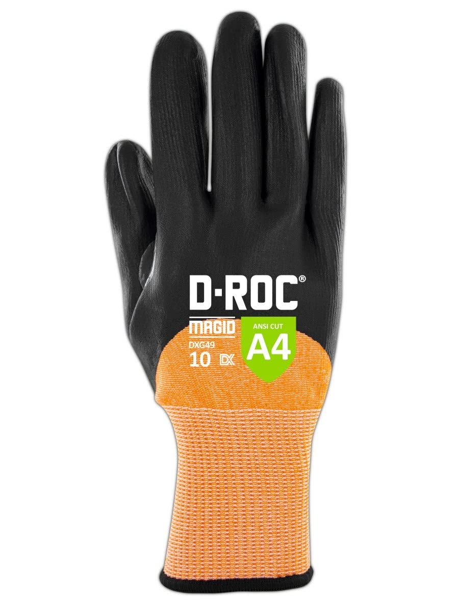 **ANSI A4 Oil & Liquid Absorbing TriTek Work Gloves - MAGID D-ROC, 24 Pairs, Size 11/2XL (DXG49) - Ideal for Automotive, Construction & Industrial Use**