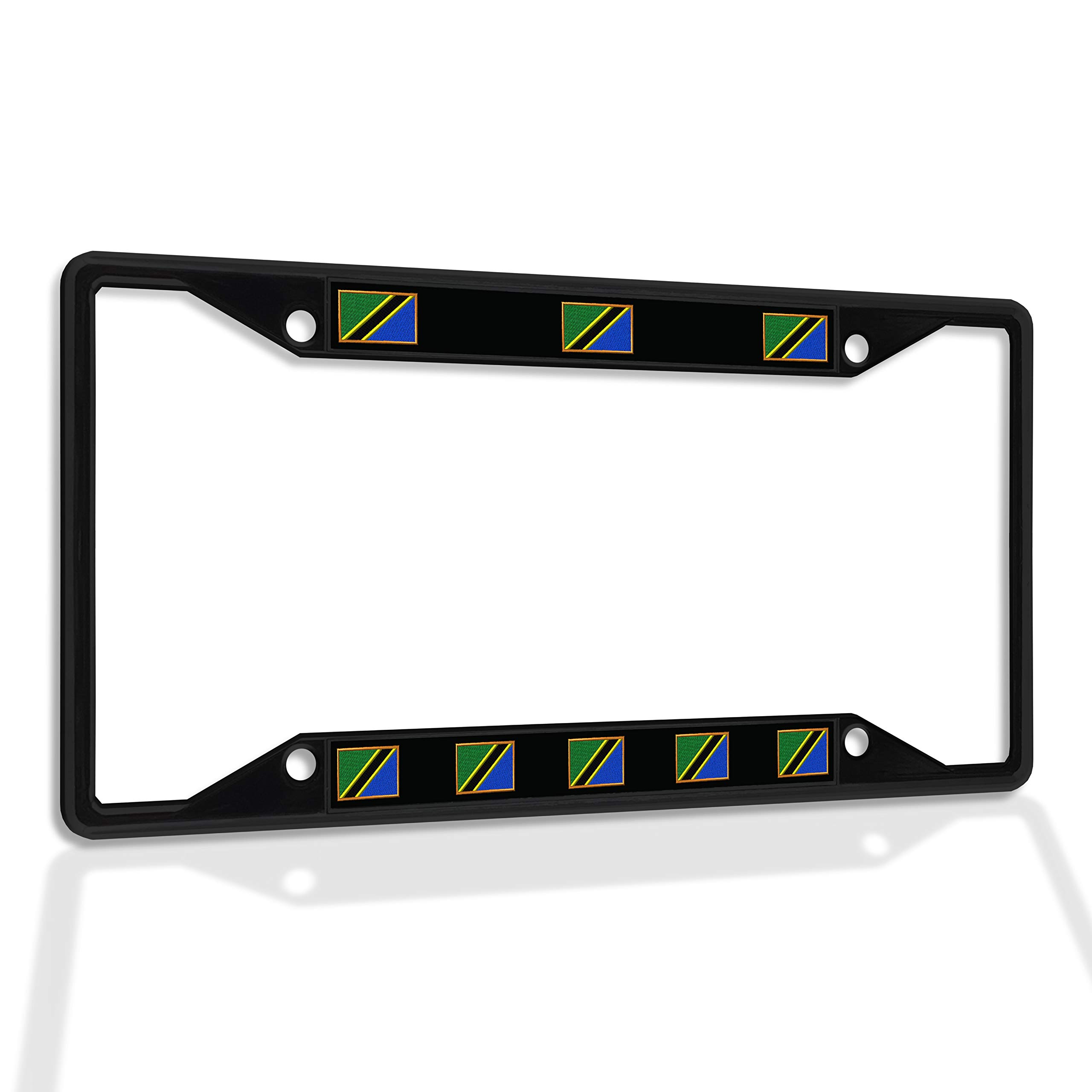 Premium Metal Insert License Plate Frame - Weatherproof & Durable Car Accessory (Black, 4 Holes) for Tanzania & US Vehicles - Perfect for Off-Roading, Daily Commute & Car Customization