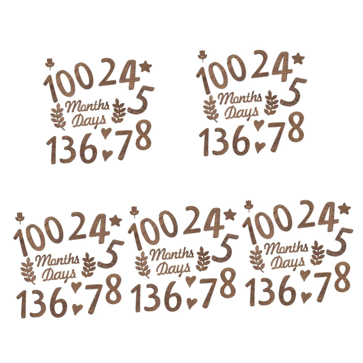 VICASKY 5 Sets Elegant Wooden Baby Milestone Cards - Newborn Photo Props, Baby Shower Decorations & First Birthday Party Signs - Perfect for Monthly Growth Photos, Nursery Decor and Gender Reveal Parties