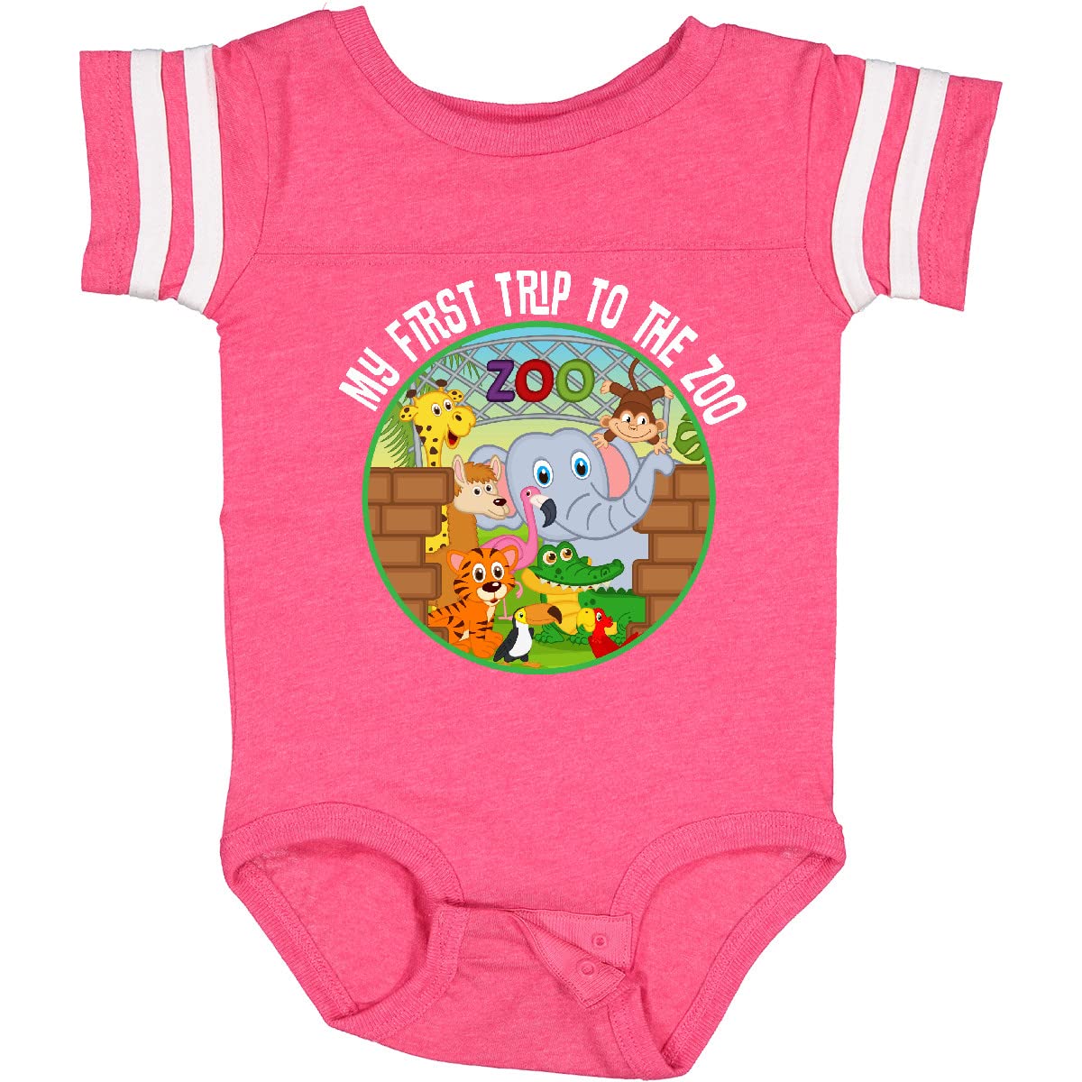 Inktastic 1st Trip to Zoo Animals Baby Bodysuit - Cute Animal Print Outfit for Infants & Toddlers - Perfect for Zoo Visits, Birthday Gifts & Photo Shoots