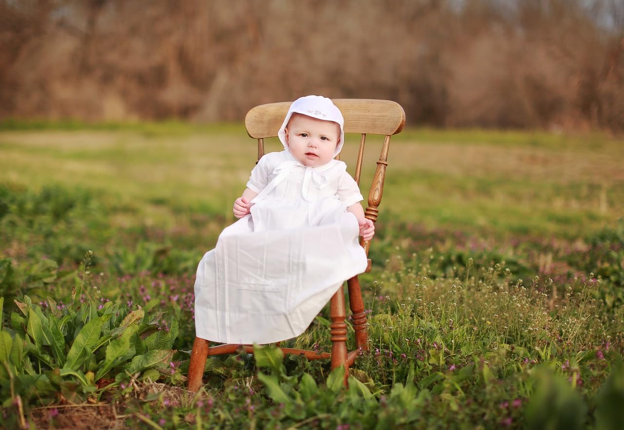 Feltman Brothers Baby Christening Gown Set - White Embroidered Outfit with Bonnet for Infant Boys | Perfect for Baptism, First Communion & Special Occasions