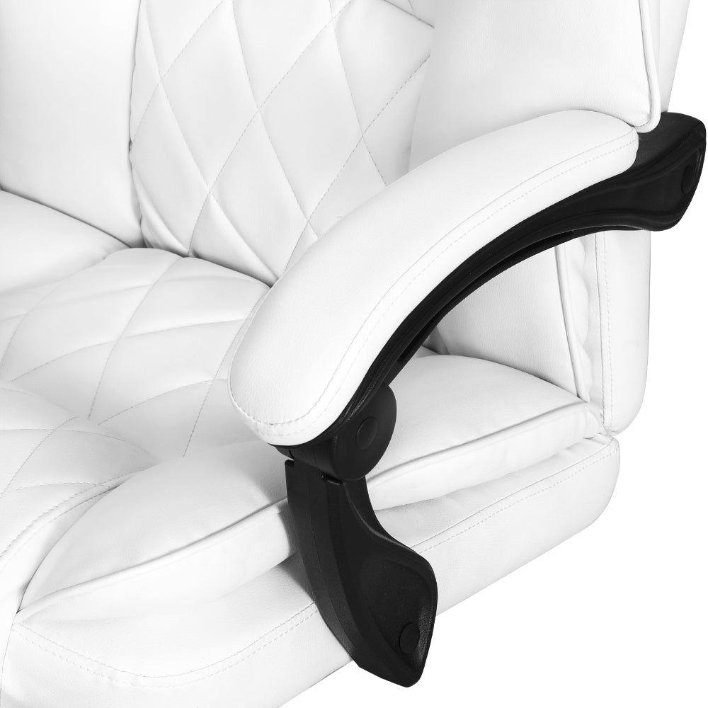 Premium Artiss Executive Office Chair with Leather Footrest - White - Ergonomic Desk Chair for Home & Office Workspace
