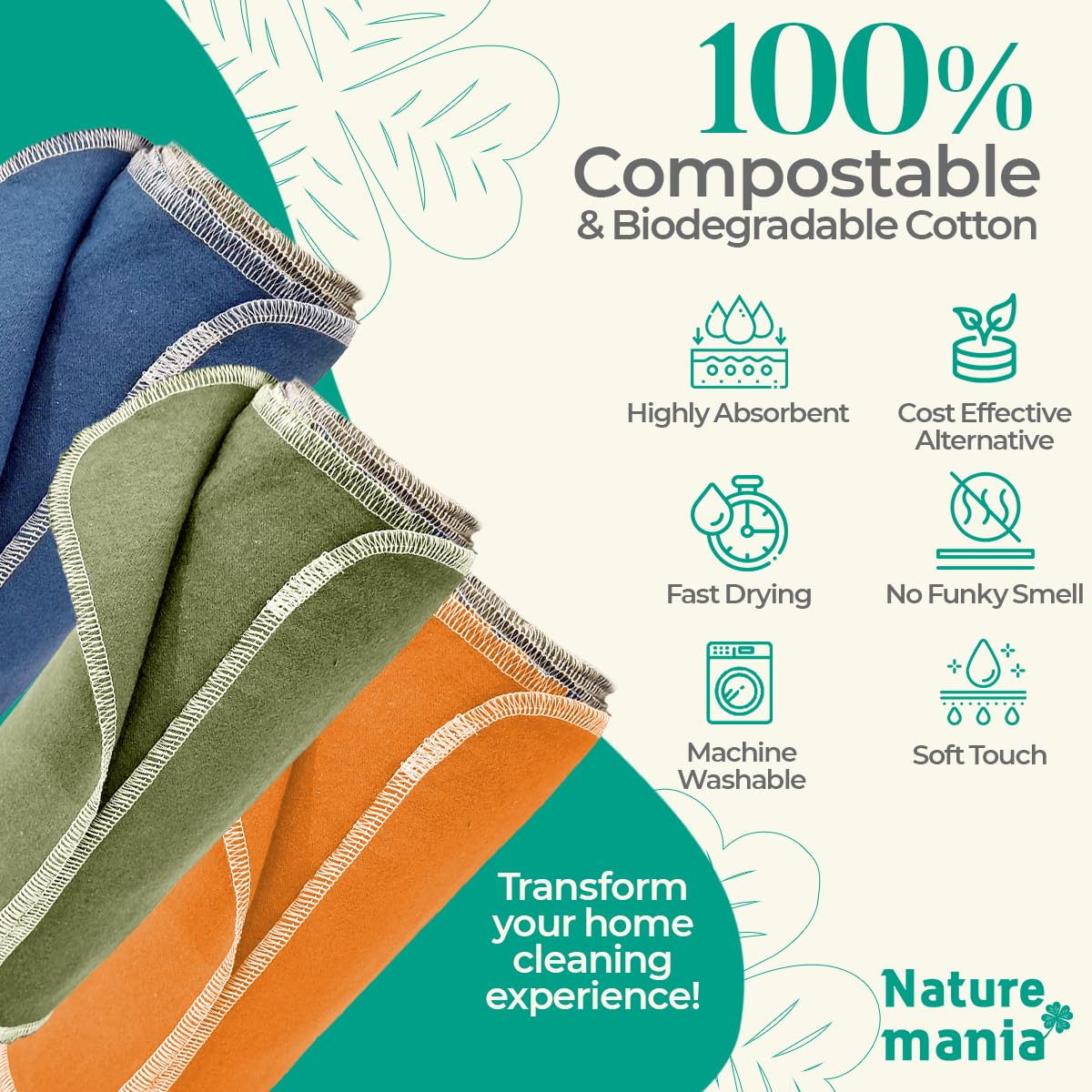 24-Pack Reusable Paper Towels - Eco-Friendly, Super Soft 100% Cotton Washable Kitchen Towels | Sustainable Alternative to Disposable Paper Towels for Cleaning, Spills & Everyday Household Use