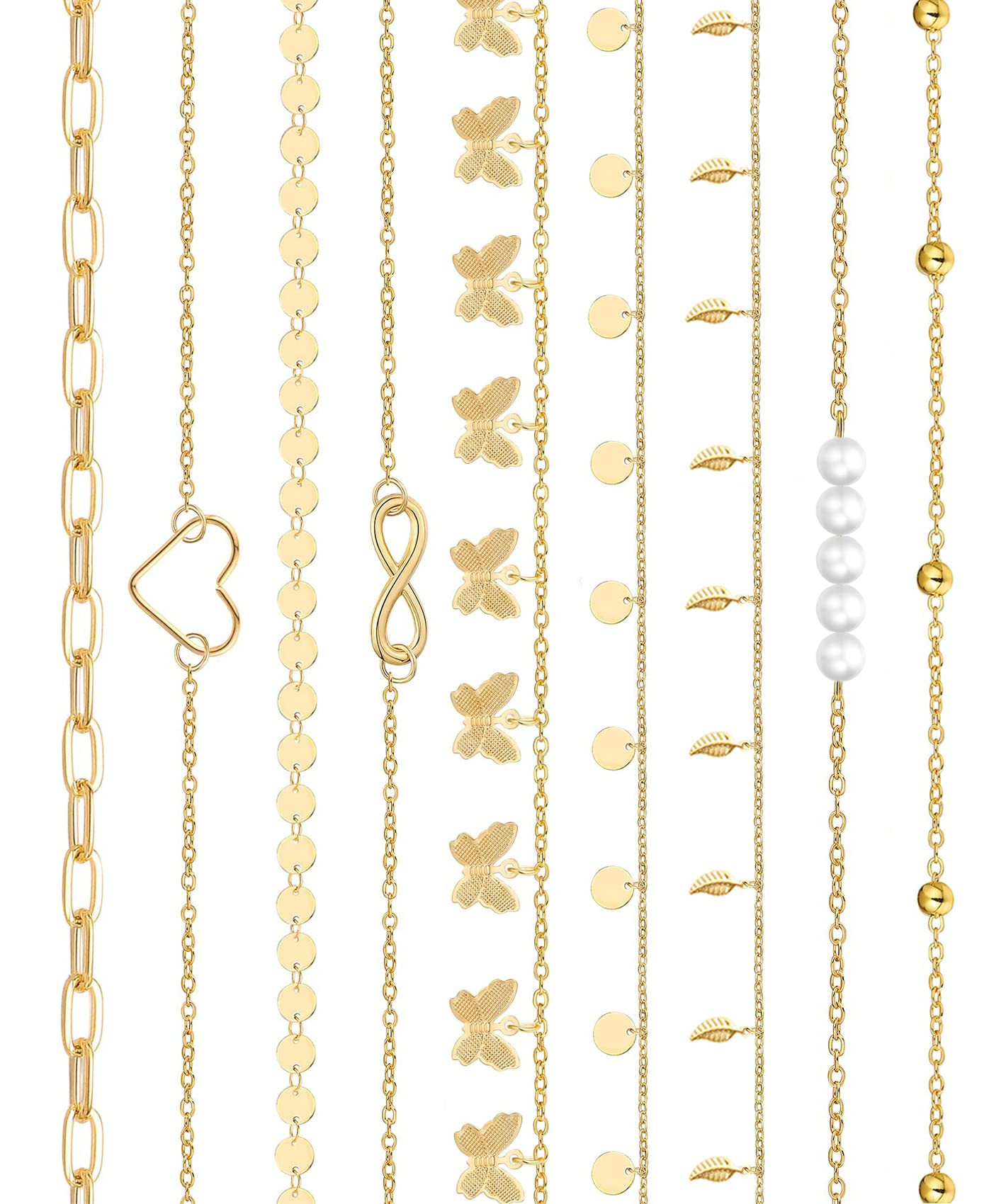 TOBENY 9PCS Women's Waist Chain Body Jewelry Set - Gold & Silver Belly Chains for Bikini, Beach, Summer Outfits | Sexy Body Accessories for Pool Party, Vacation, Festival