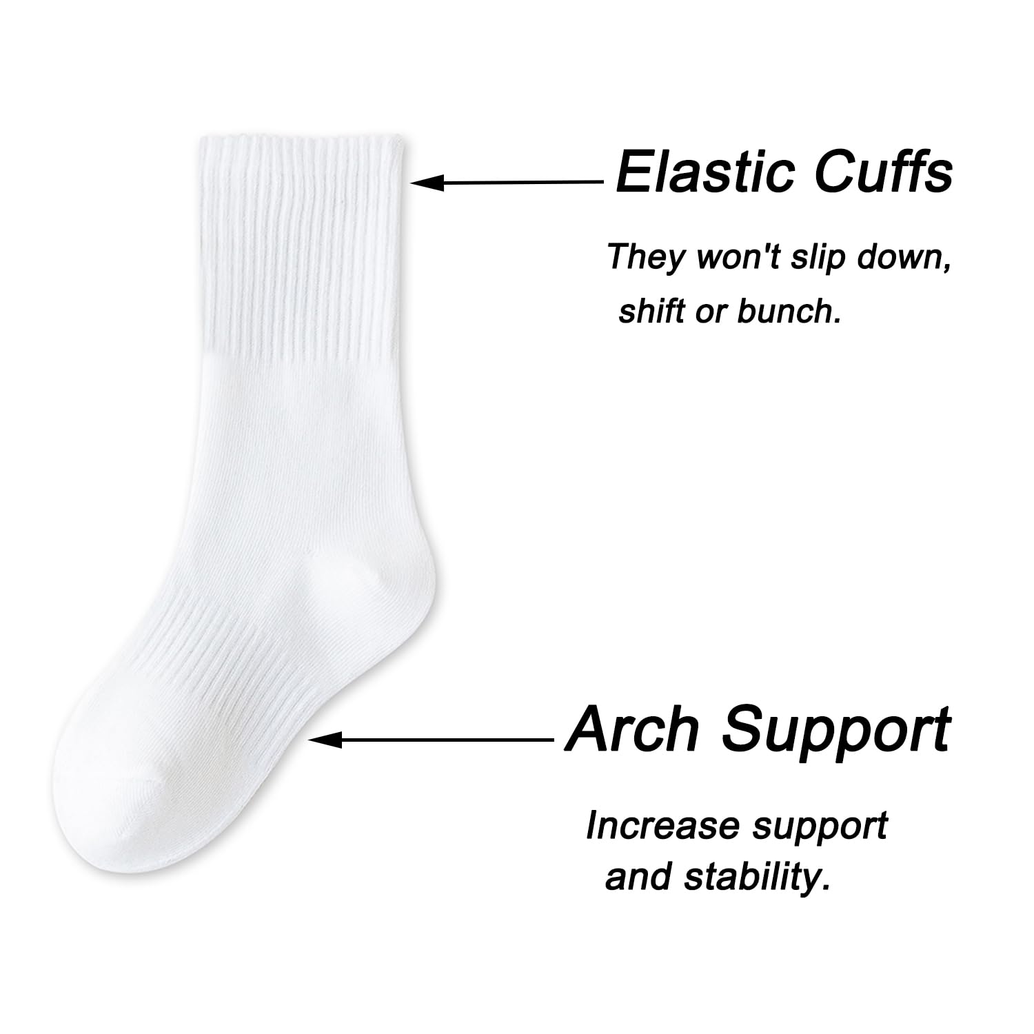Pareberry 10 Pairs Soft Cotton Crew Socks for Boys & Girls - Seamless Toe Comfortable School Socks for Everyday Wear, Uniforms & Playtime