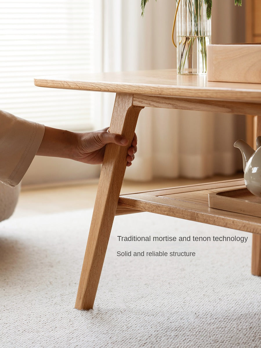 Solid Oak Wood Modern Coffee Table - Stylish & Durable Living Room Furniture for Home Decor