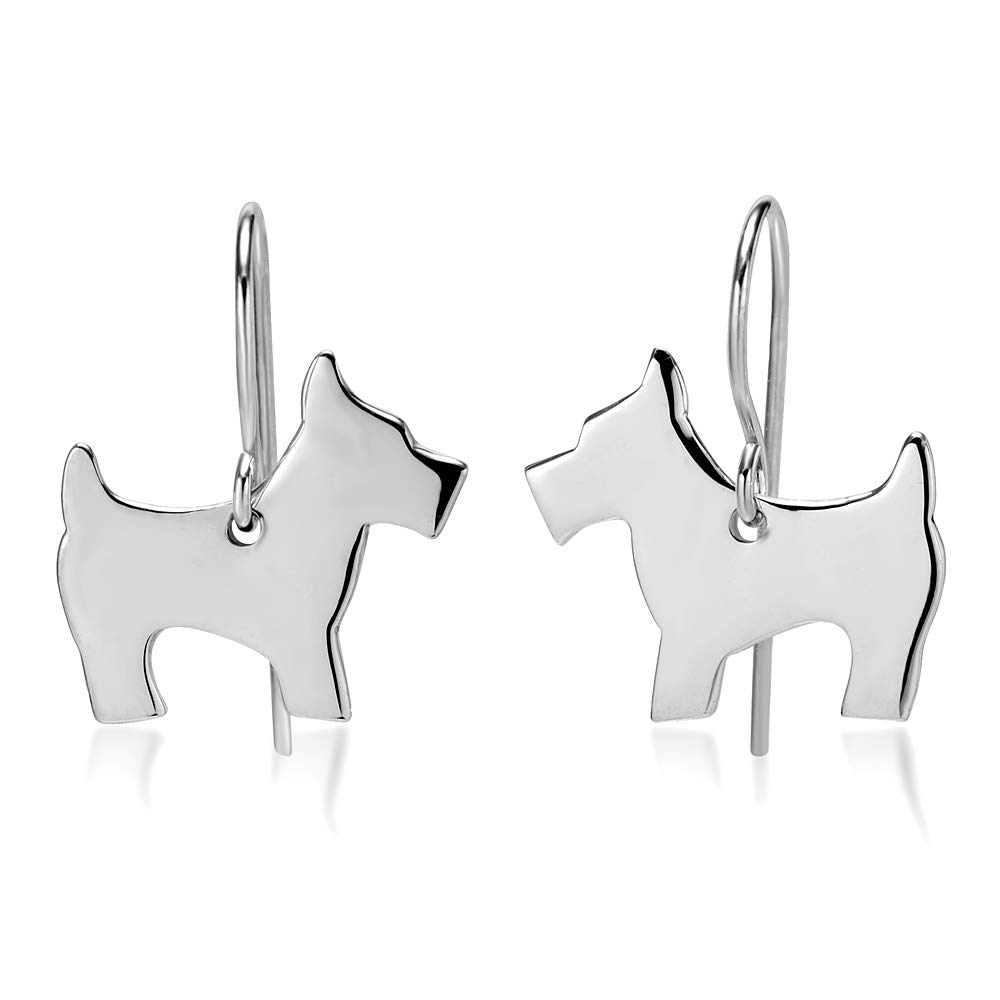 Sterling Silver Scottish Terrier Scottie Dog Dangle Hook Earrings for Women - Cute Animal Jewelry Gift for Dog Lovers - Perfect for Casual Wear, Parties & Gifts