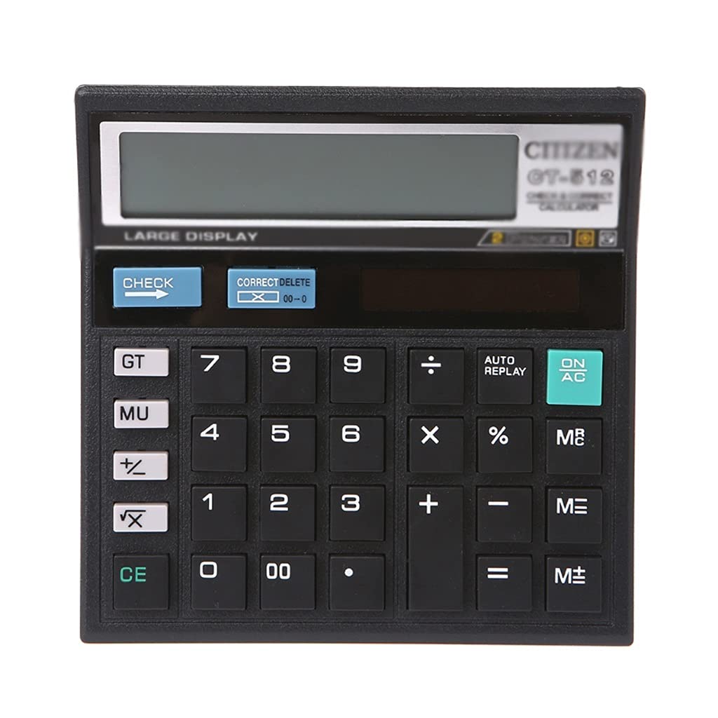 JHHDP 12-Digit Solar Battery Dual Power Large Display Desktop Calculator - Perfect for Office, School, Accounting & Business Use