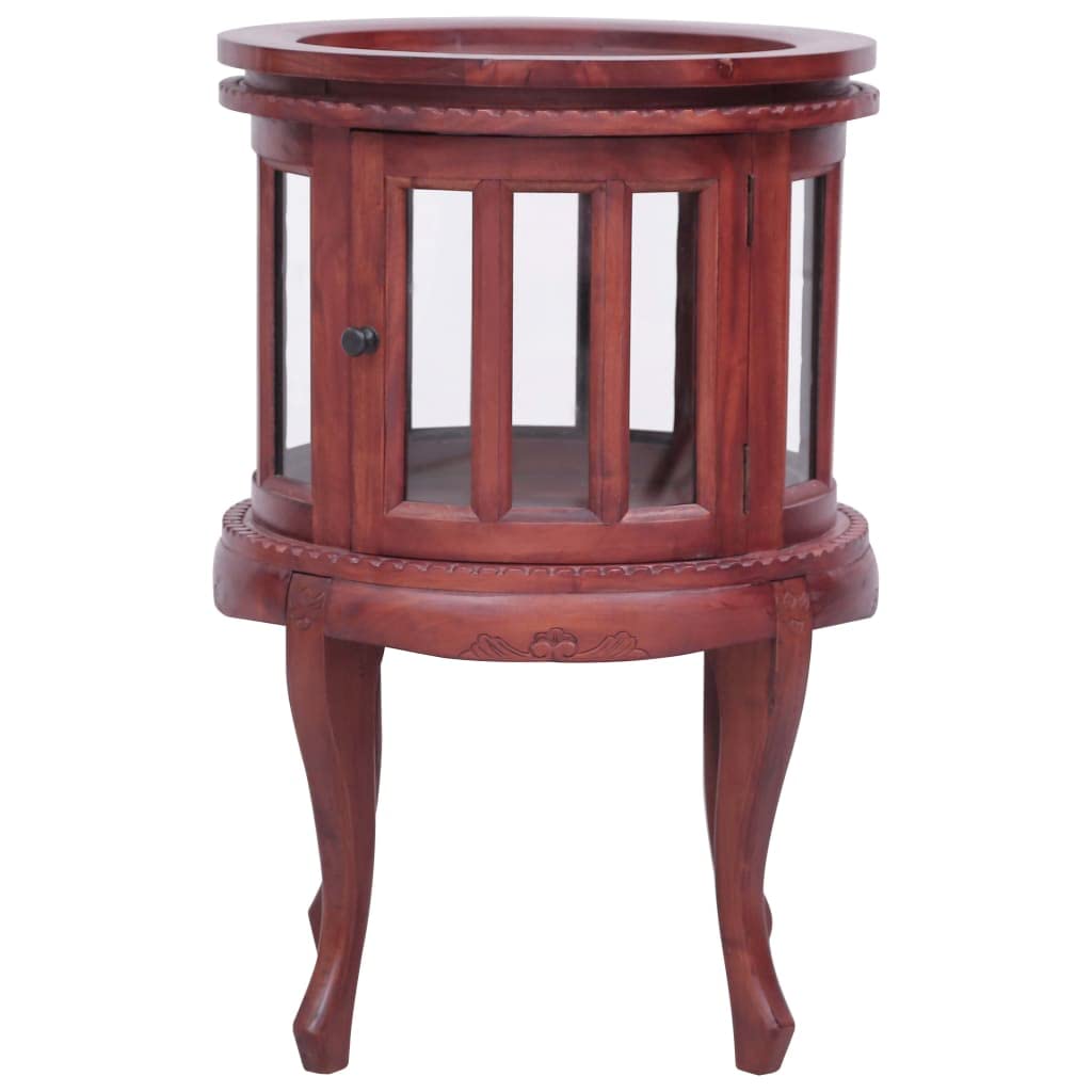 vidaXL Solid Mahogany Wood Side Cabinet with Glass Doors - 19.7