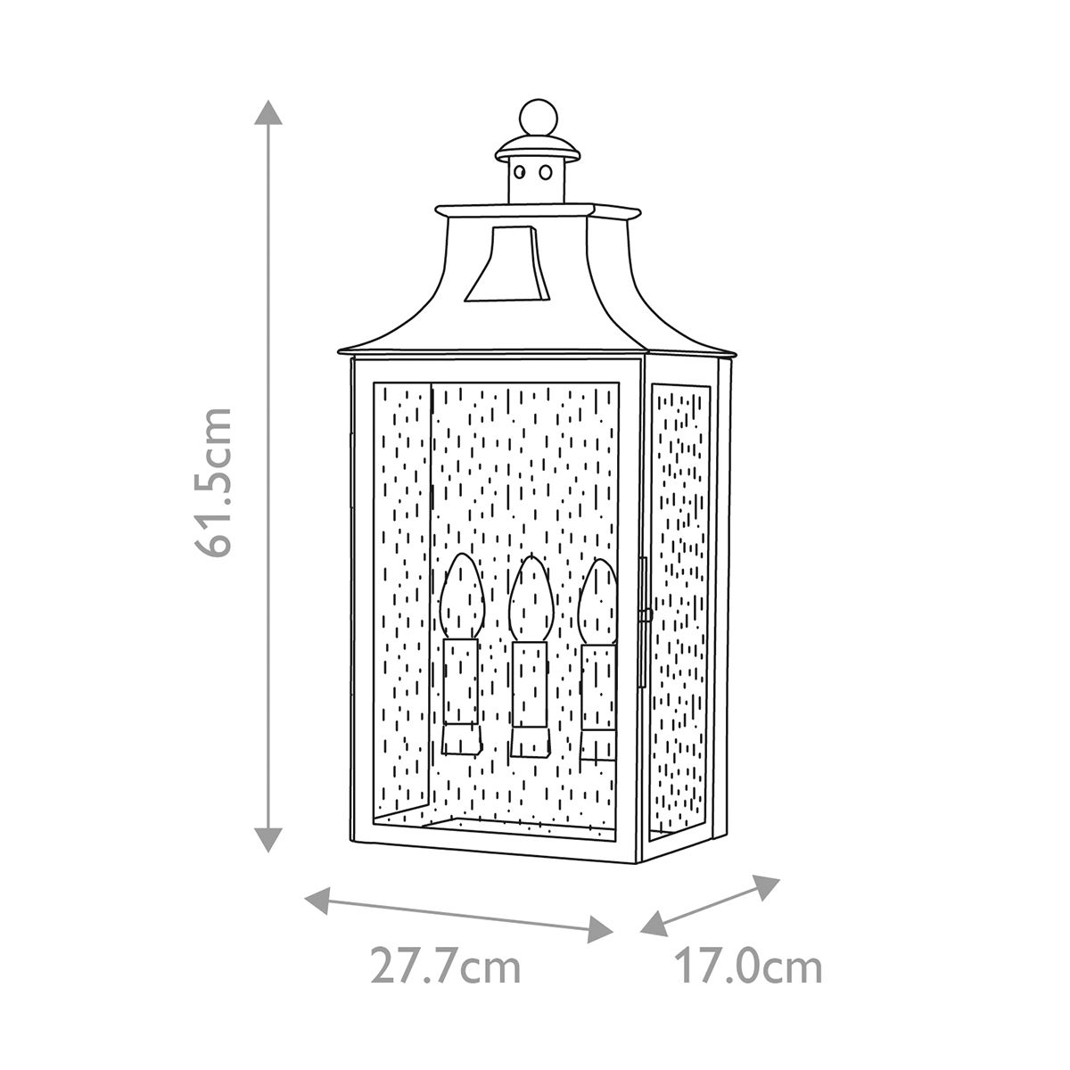 Balmoral 3-Light Wall Lantern in Antique Bronze Finish - Outdoor Porch Lighting for Patio, Garden, and Entryway