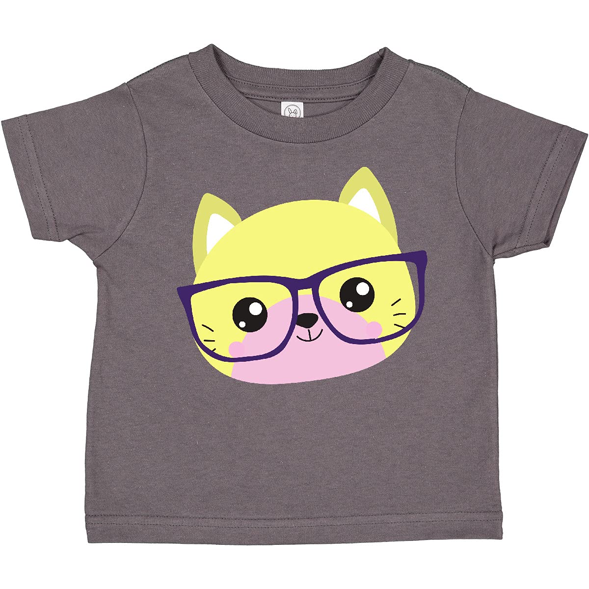Inktastic Hipster Cat with Glasses - Cute Kitten Graphic Toddler T-Shirt for Boys & Girls - Perfect for Playdates, Daycare & Family Photos