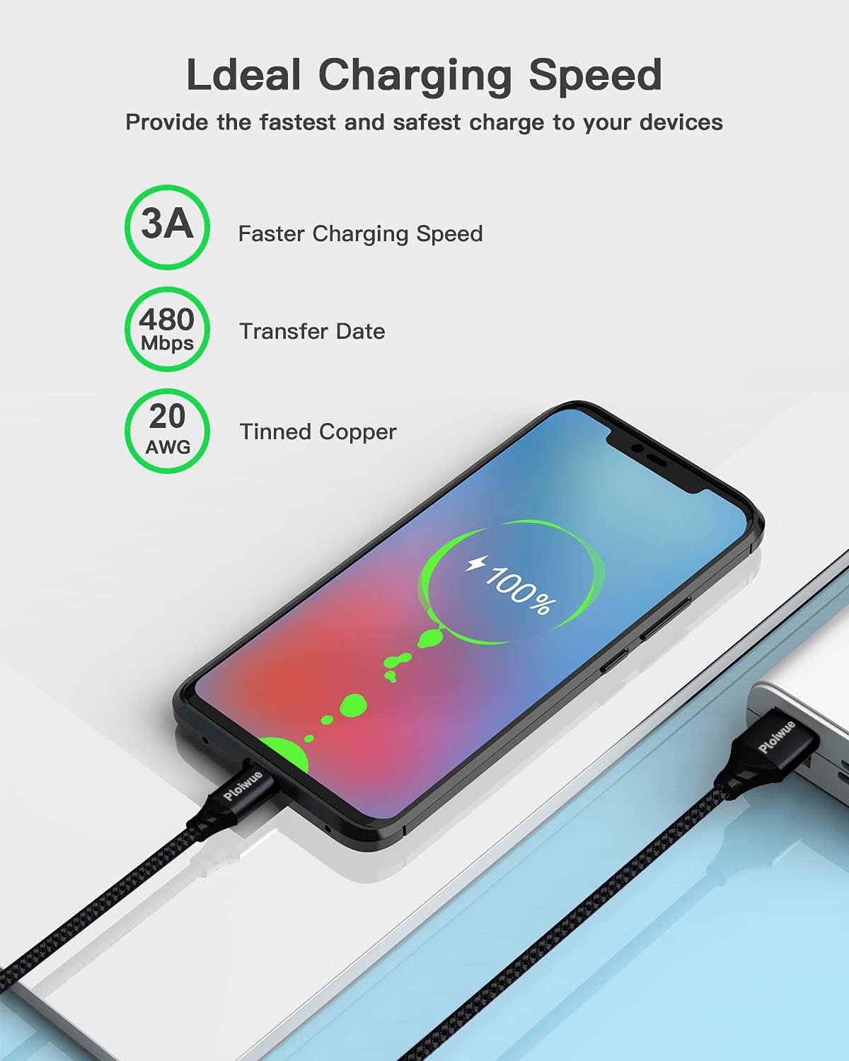 8M Extra Long Braided USB C Cable - Fast Charging & Durable Nylon Cord for PS5 Controller, Samsung Galaxy S20/S10/S9, Huawei, Xbox, Switch Pro - Perfect for Gaming, Travel & Home Charging (Black)