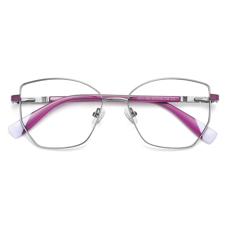 Brightzone Women's Full Rim Square Cat Eye Alloy Eyeglasses Frame 73011 - Stylish & Lightweight for Work, Reading & Fashion Accessories