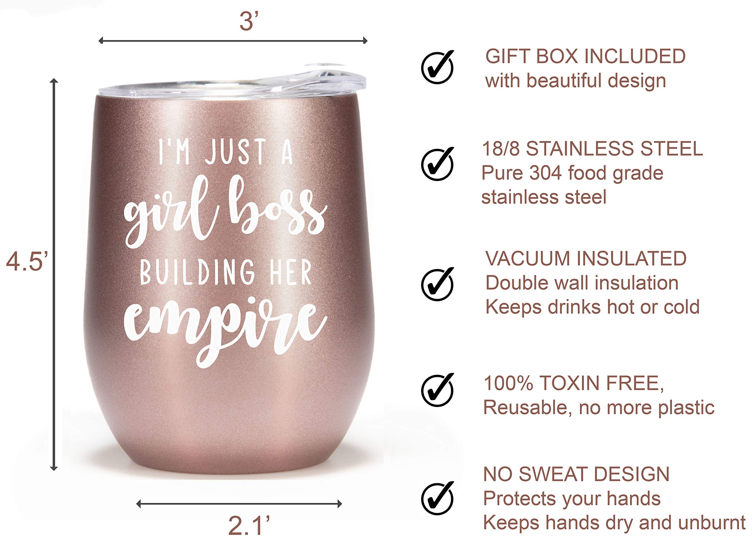 Empire Building Wine Glass Tumbler - Motivational Boss Lady Coffee Mug Gift for Women Entrepreneurs | Perfect for Office, Home Decor & Inspirational Gifts