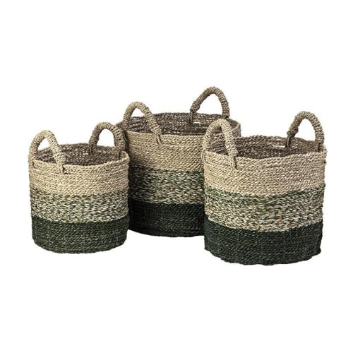 Maton - Natural Seagrass Storage Baskets (Set of 3) - Eco-Friendly Home Organization for Bathroom, Bedroom, and Nursery Decor