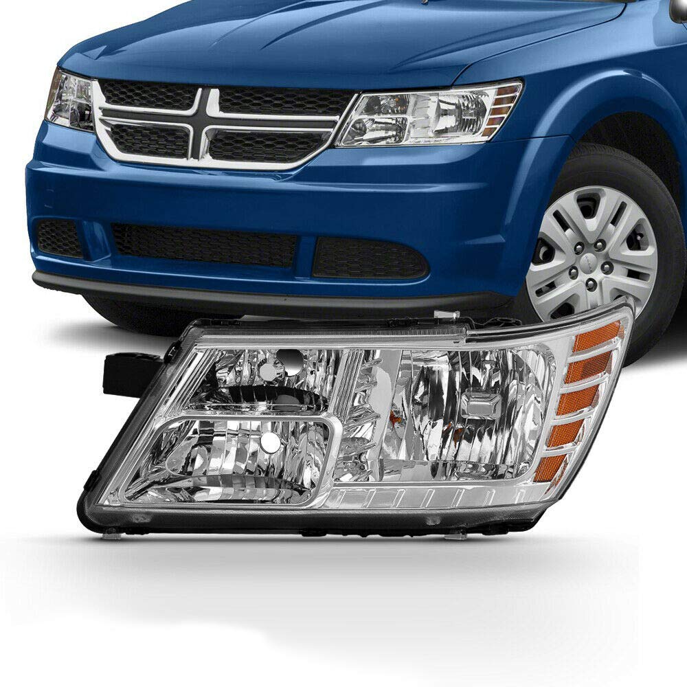 Chrome Left Driver Side Headlight Replacement - 5116289AA 5116288AA 5116289AB 5116288AB - Perfect for Jeep Wrangler & Dodge Ram Headlight Upgrade