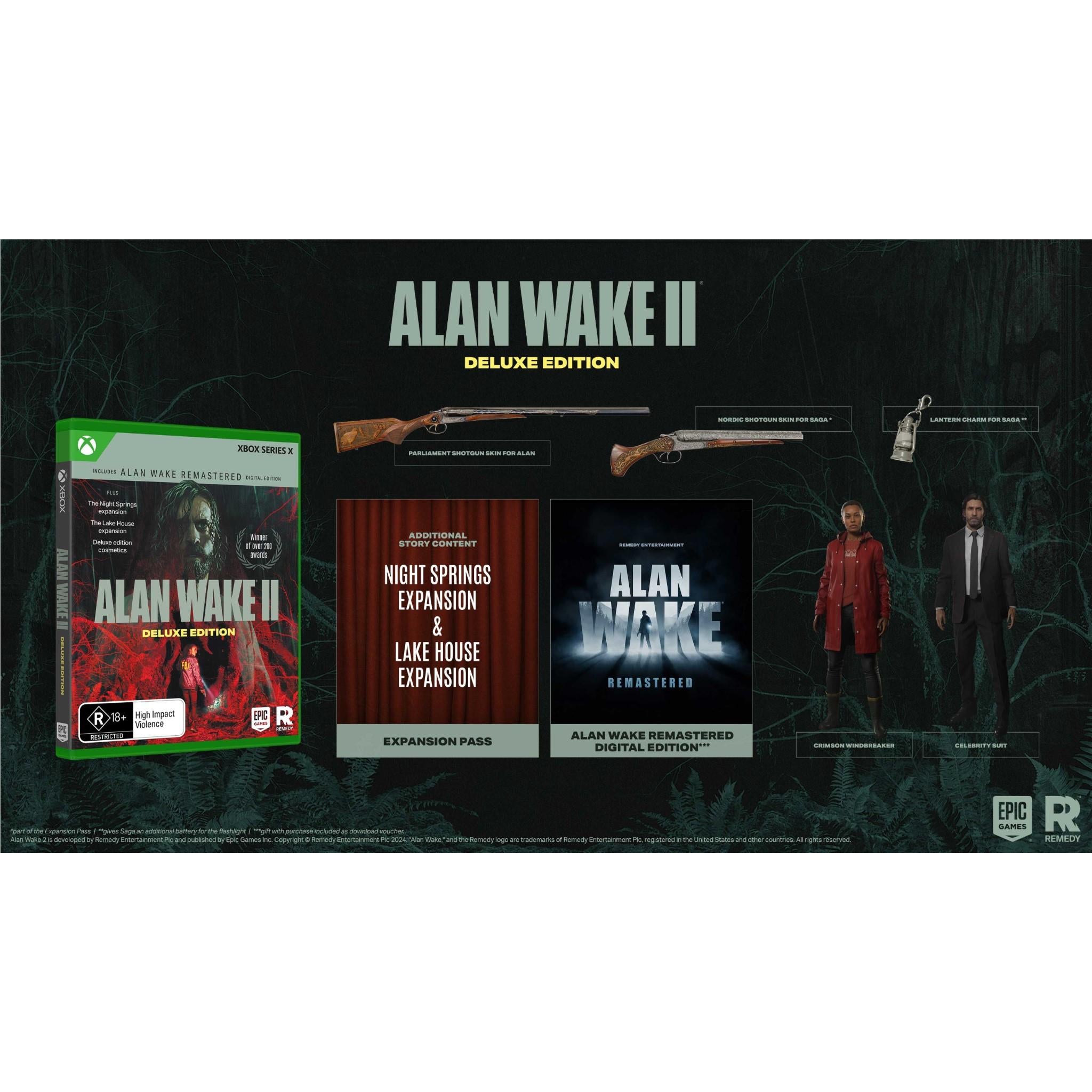 Alan Wake 2 Deluxe Edition - Xbox Series X & PS5 | Survival Horror Game with Bonus Content | Perfect for Nighttime Gaming & Horror Fans