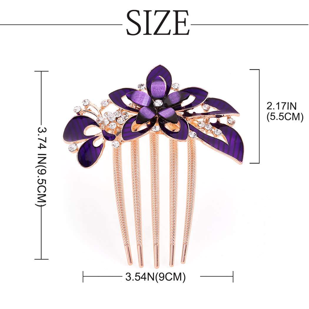 Sparkling Rhinestone Hair Comb - Bridal Wedding Hair Accessories for Women & Girls (Purple) - Perfect for Weddings & Parties