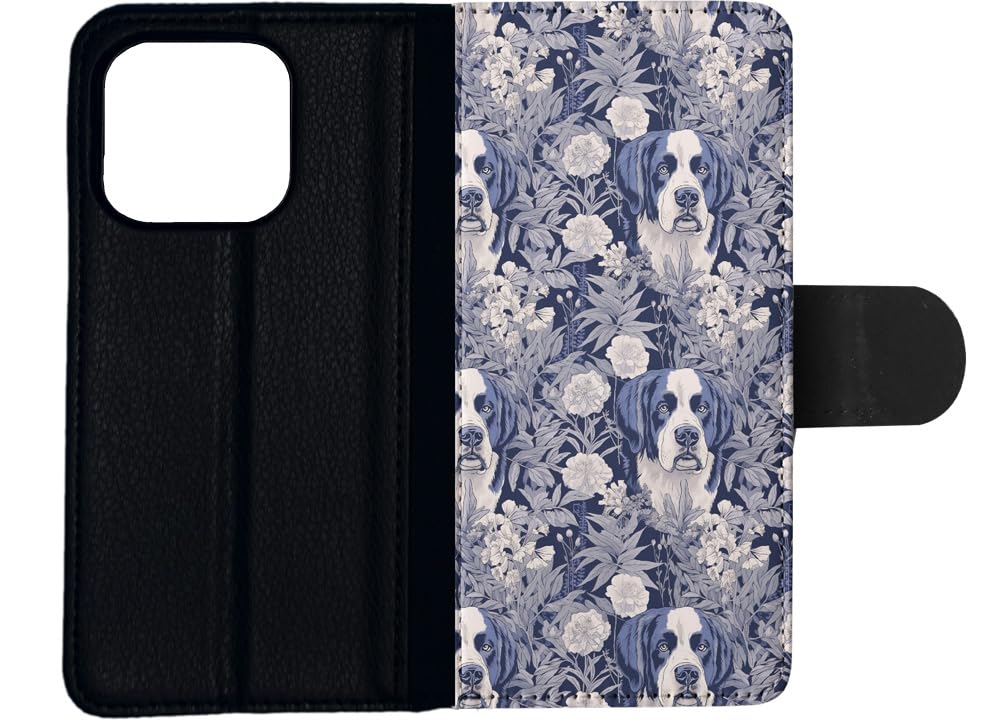 Cute Saint Bernard Puppy Dog Pattern Faux Leather Flip Wallet Phone Case for Apple iPhone 13 Pro - Perfect for Pet Lovers & Everyday Use