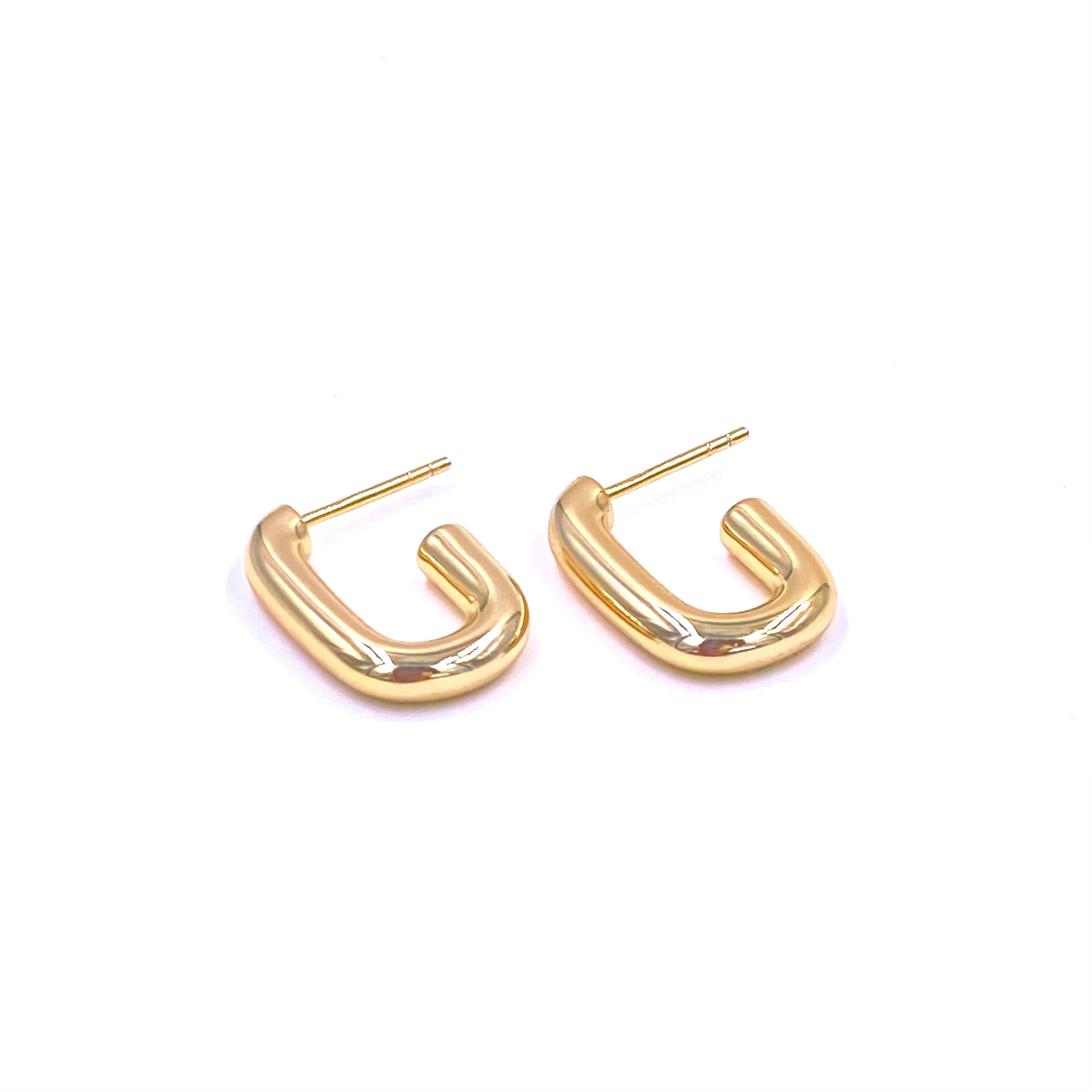Ashley Gold Stainless Steel Gold Plated Rectangle Open Back Hoop Earrings for Women - Hypoallergenic Fashion Jewelry for Everyday Wear & Special Occasions