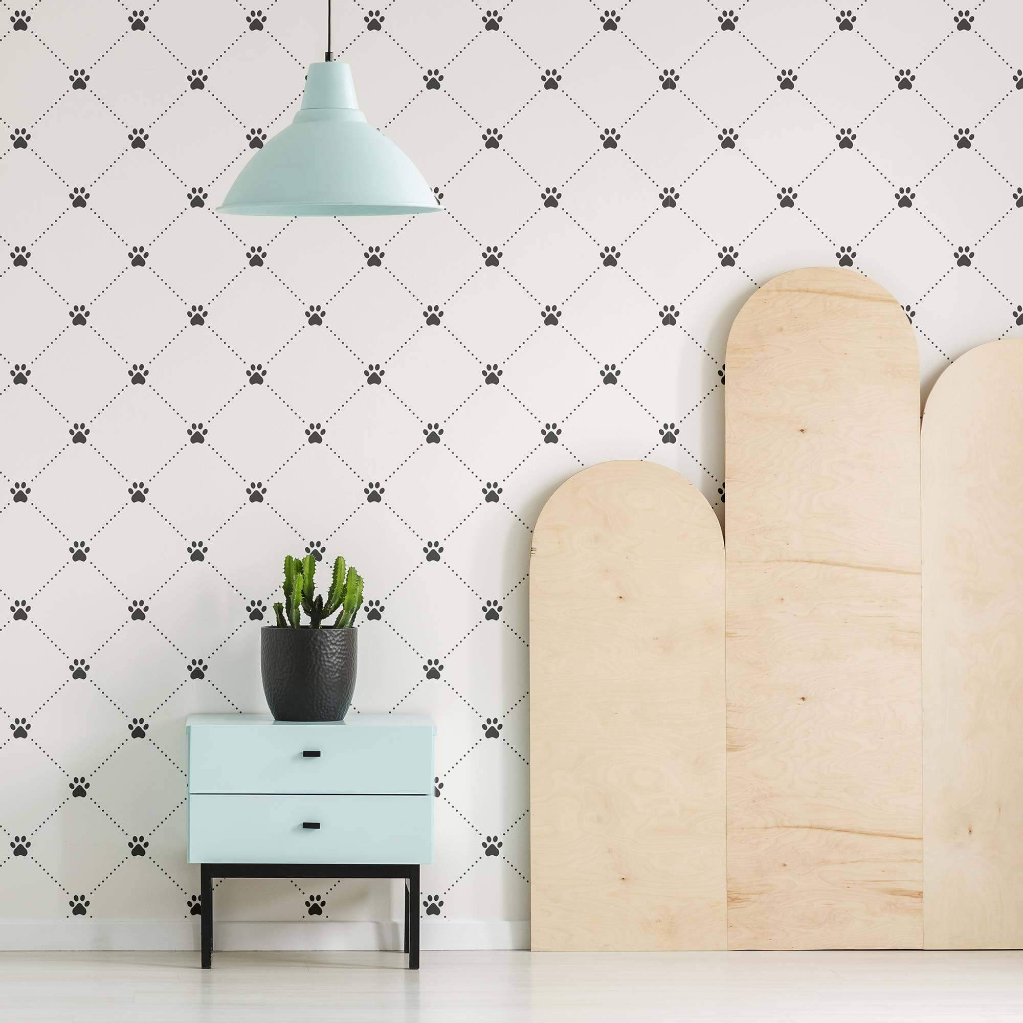 Black and White Dog Pattern Peel and Stick Removable Wallpaper - Self-Adhesive Pet Theme Decal for Nursery, Bedroom, or Living Room Decor